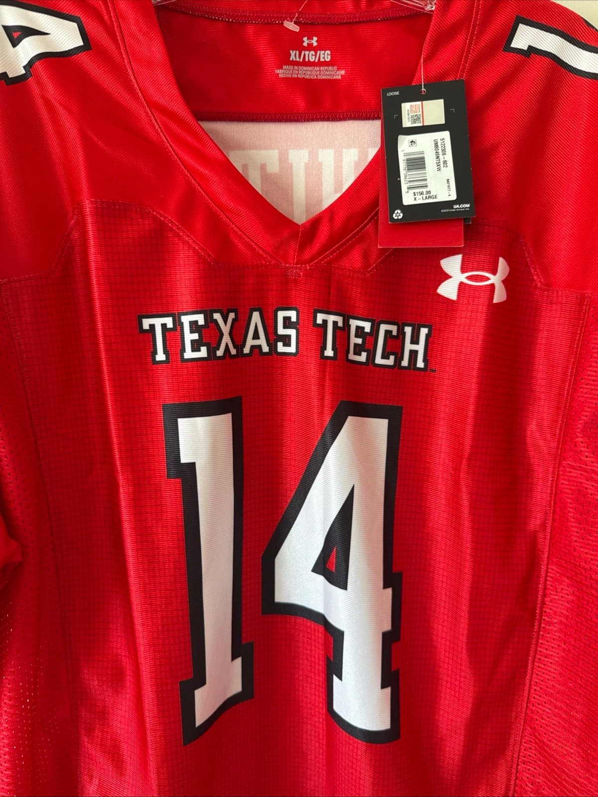 Men’s Under Armour Xavier White #14 Texas Tech Red Raiders Jersey Sz XL - NWT - Thumbnail 2
