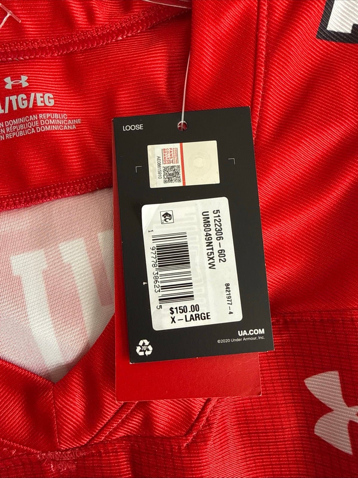 Men’s Under Armour Xavier White #14 Texas Tech Red Raiders Jersey Sz XL - NWT - Thumbnail 5