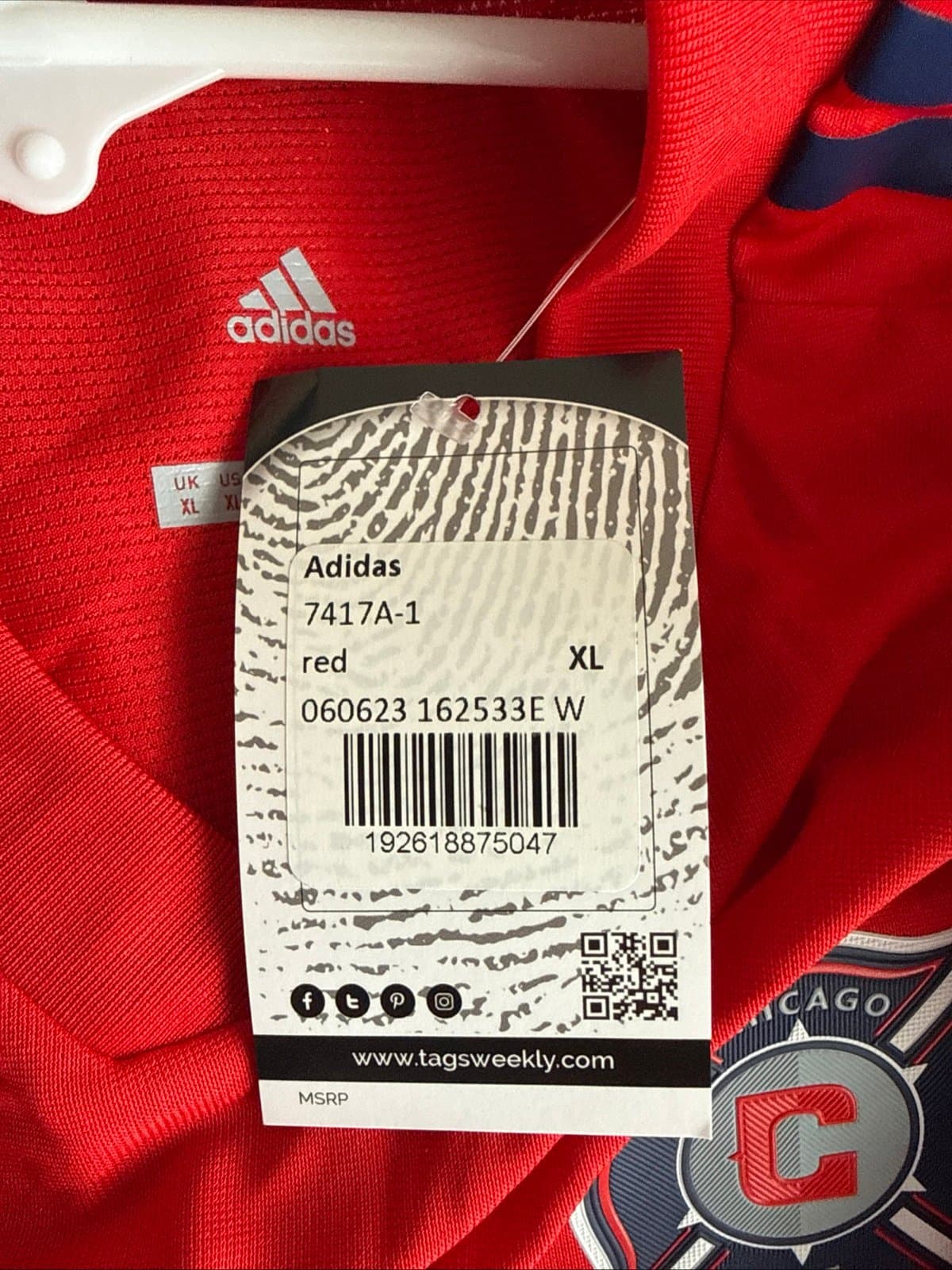 MEN’S ADIDAS CHICAGO FIRE 2018/19 HOME AUTHENTIC SOCCER JERSEY SZ XL - NWT RARE - Thumbnail 5