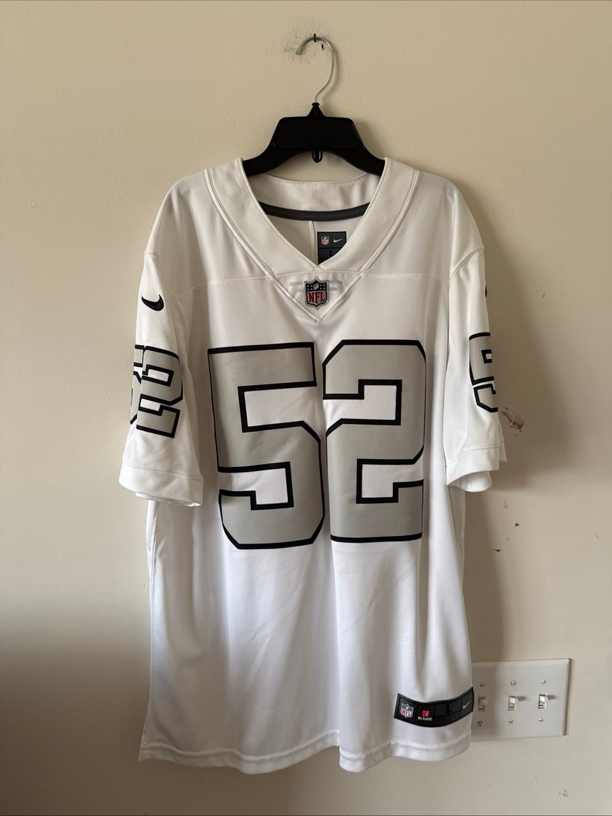 Men’s Nike Khalil Mack #52 Las Vegas Raiders Vapor Lmtd Jersey Sz L - White RARE