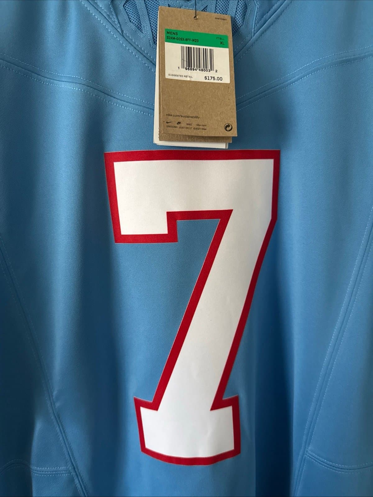 Men’s Nike Malik Willis #7 Tennessee Titans Vapor Lmtd Jersey Sz XL - Blue NWT - Thumbnail 2