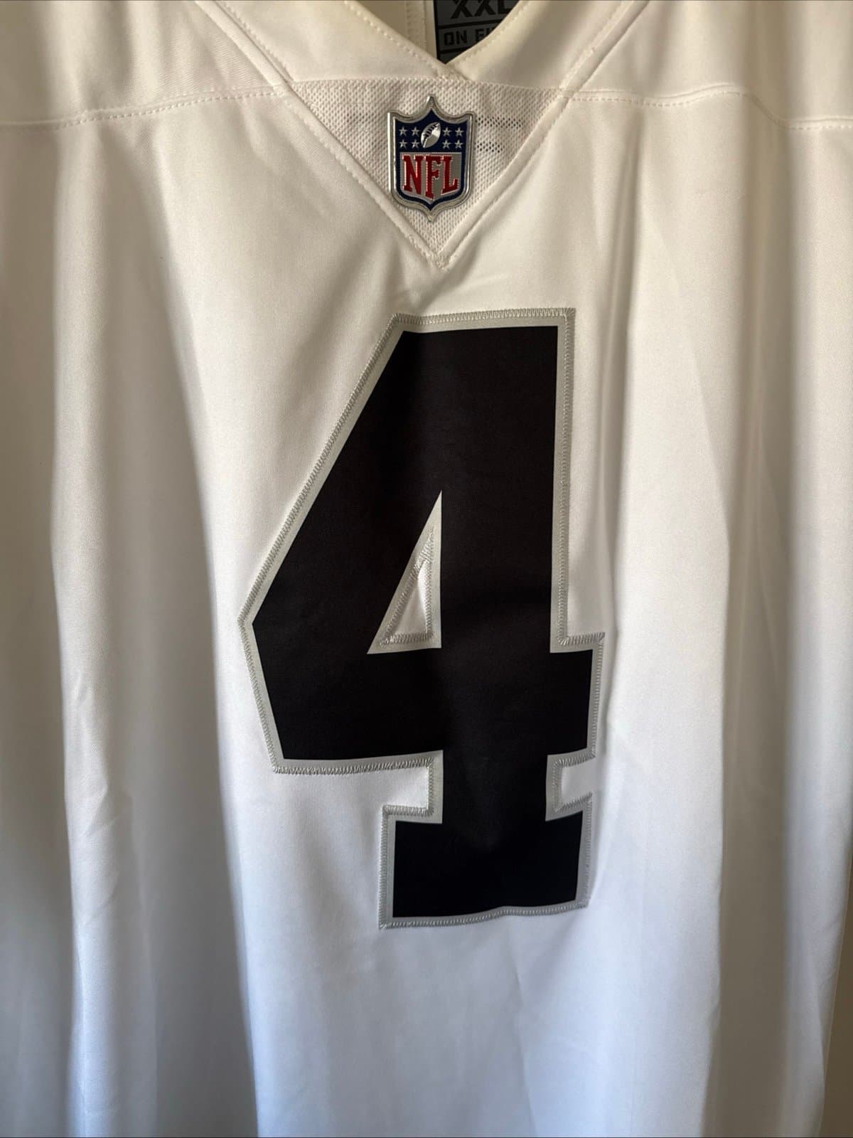 Men’s Nike Derek Carr #4 Las Vegas Raiders Vapor Limited Jersey Sz 2XL - White - Thumbnail 2