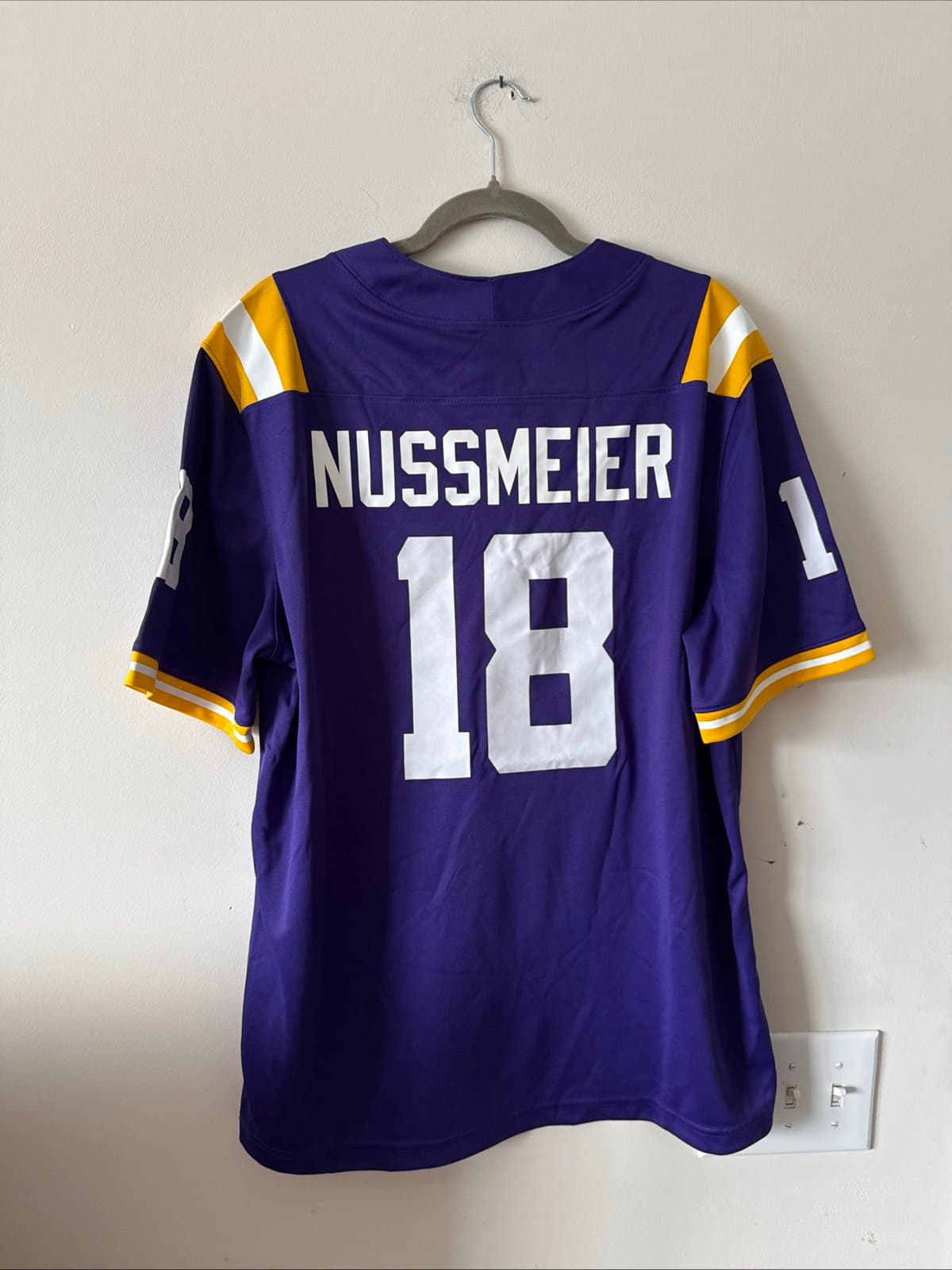 Men's Nike Garrett Nussmeier #18 LSU Tigers NIL NCAA Jersey Sz L - Purple RARE - Thumbnail 6