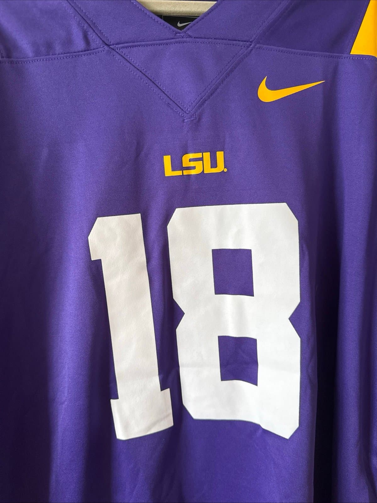 Men's Nike Garrett Nussmeier #18 LSU Tigers NIL NCAA Jersey Sz L - Purple RARE - Thumbnail 2