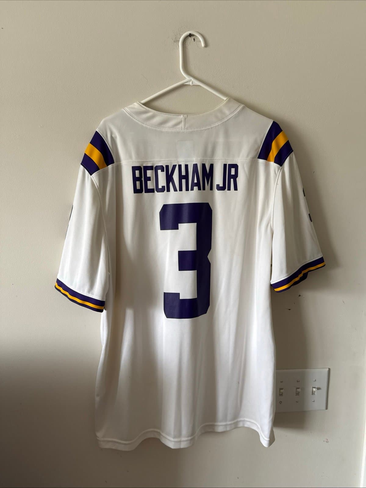 Men’s Nike Odell Beckham Jr #3 LSU Tigers NCAA DriFit Jersey Sz 2XL - White RARE - Thumbnail 7