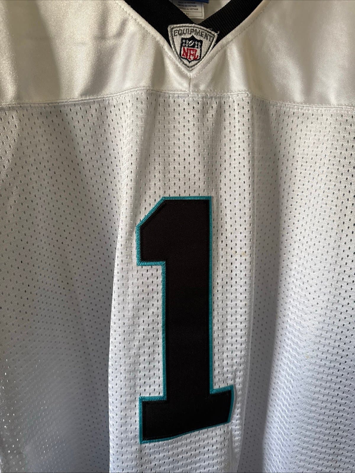 Men’s Reebok Cam Newton #1 Carolina Panthers On Field Jersey Sz 50 - White RARE - Thumbnail 2