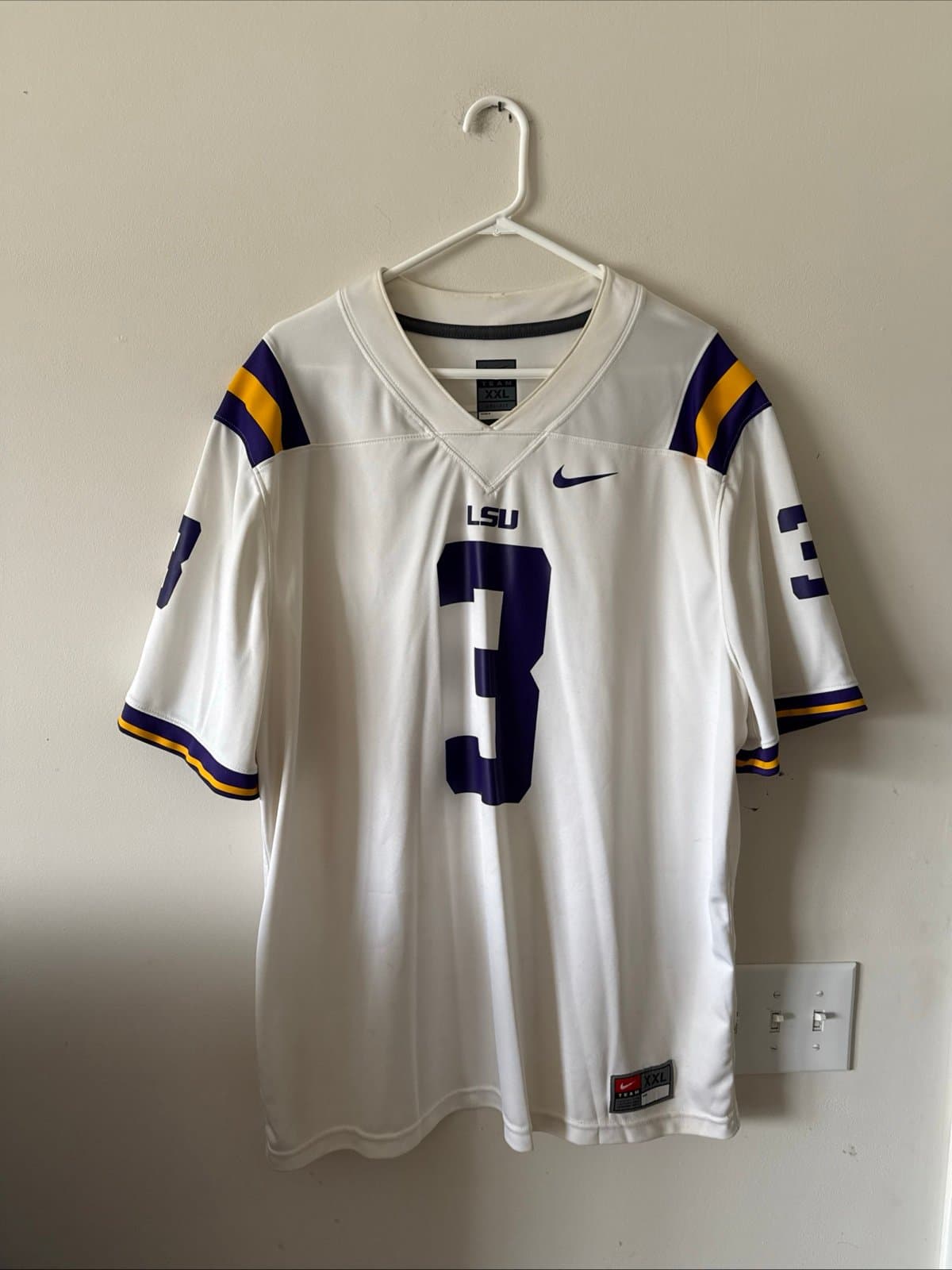 Men’s Nike Odell Beckham Jr #3 LSU Tigers NCAA DriFit Jersey Sz 2XL - White RARE - Image 1