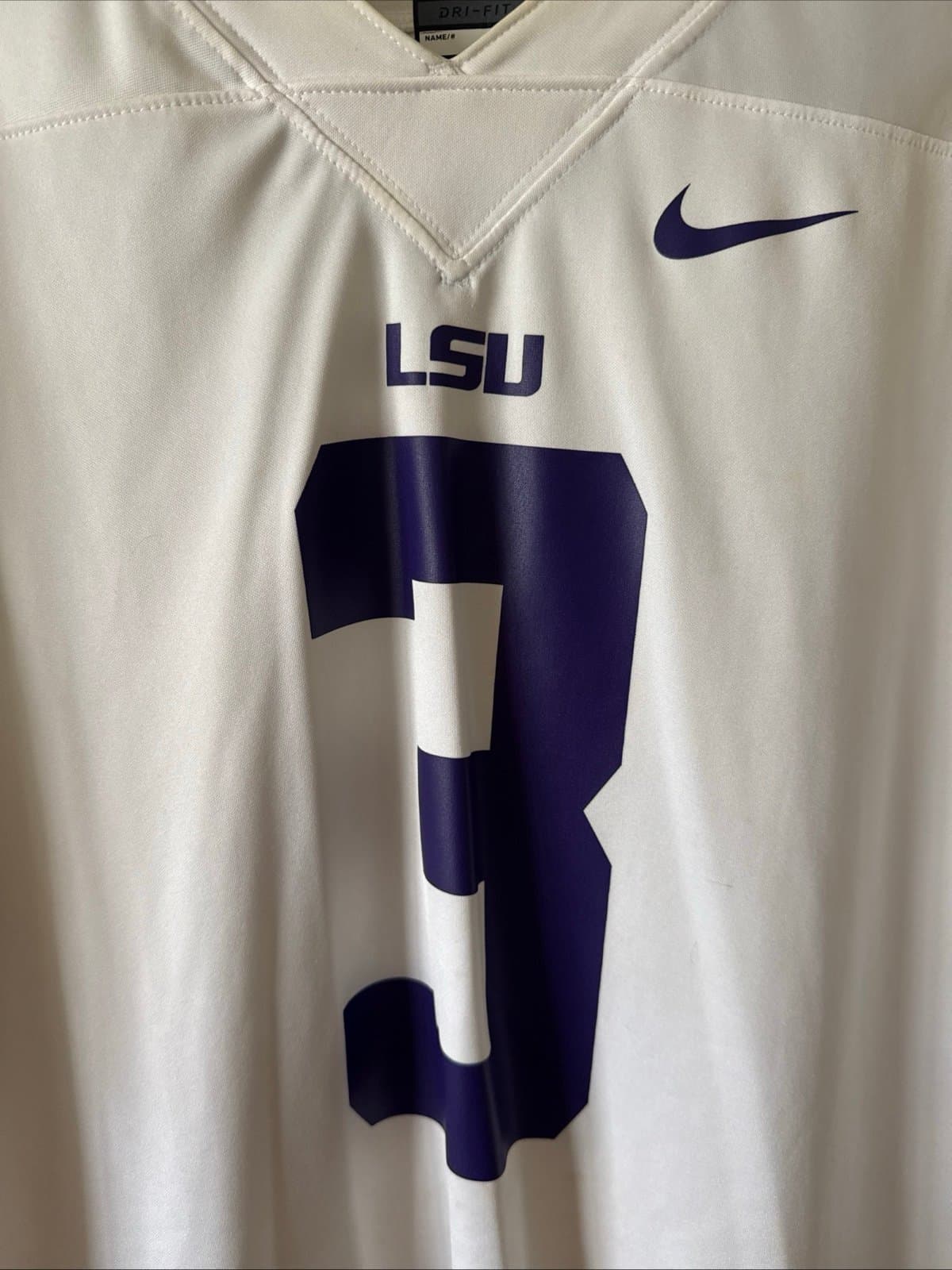 Men’s Nike Odell Beckham Jr #3 LSU Tigers NCAA DriFit Jersey Sz 2XL - White RARE - Thumbnail 2