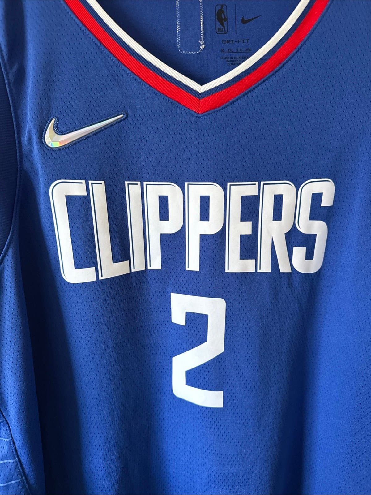 Men’s Nike Kawhi Leonard #2 LA Clippers 75th Anniv NBA Jersey Sz 60 - Blue - Thumbnail 2