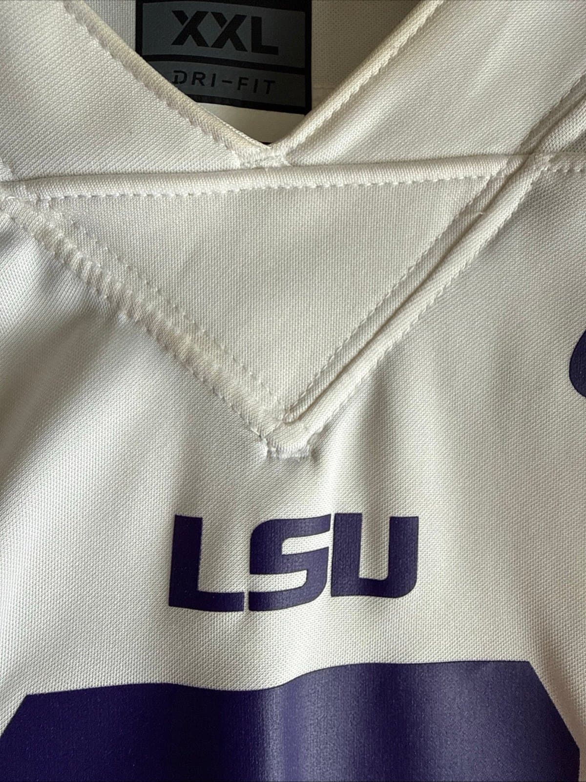 Men’s Nike Odell Beckham Jr #3 LSU Tigers NCAA DriFit Jersey Sz 2XL - White RARE - Thumbnail 5