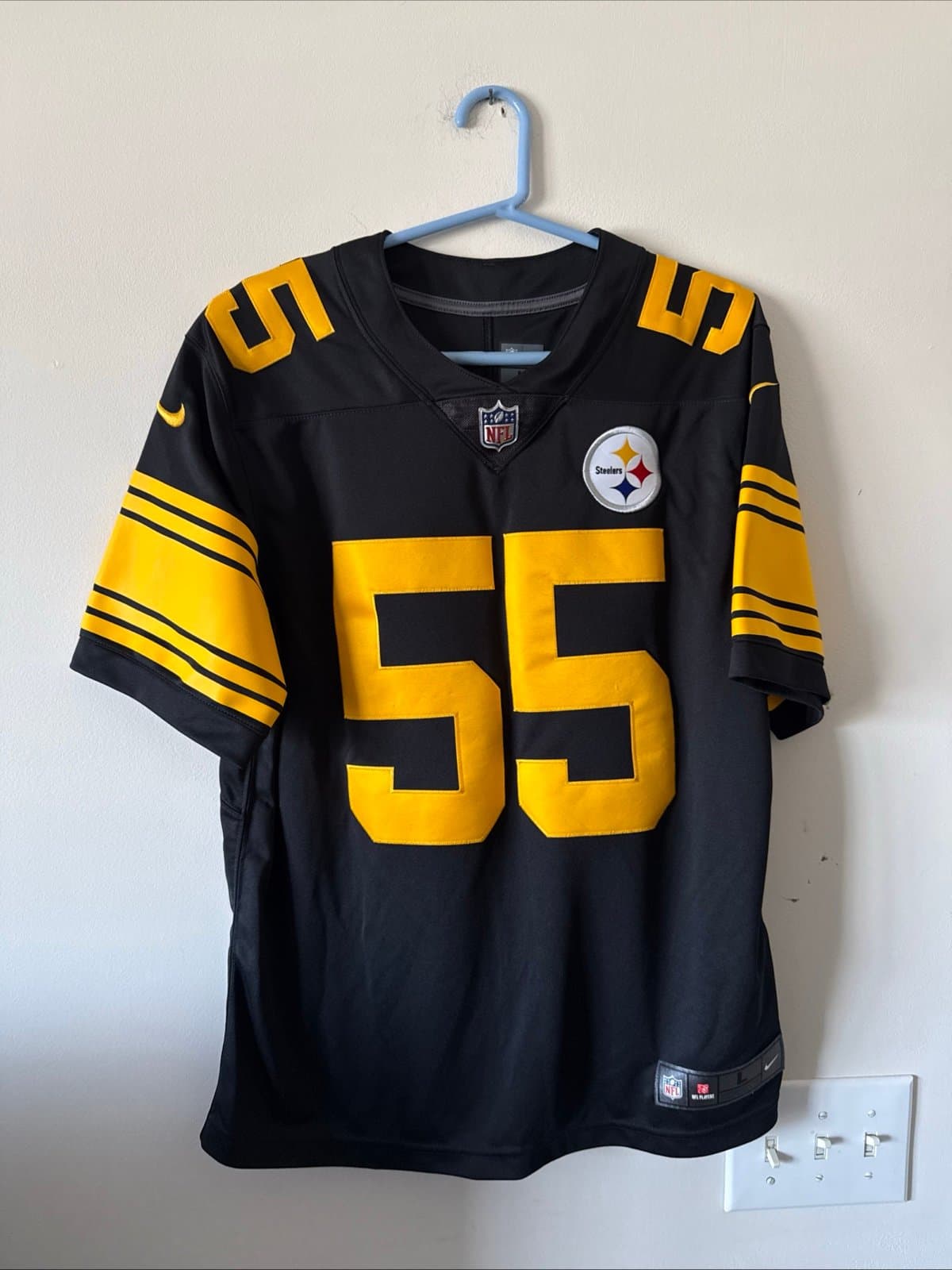 Men’s Nike Devin Bush #55 Pittsburgh Steelers Vapor Lmtd Color Rush Jersey Sz L - Image 1