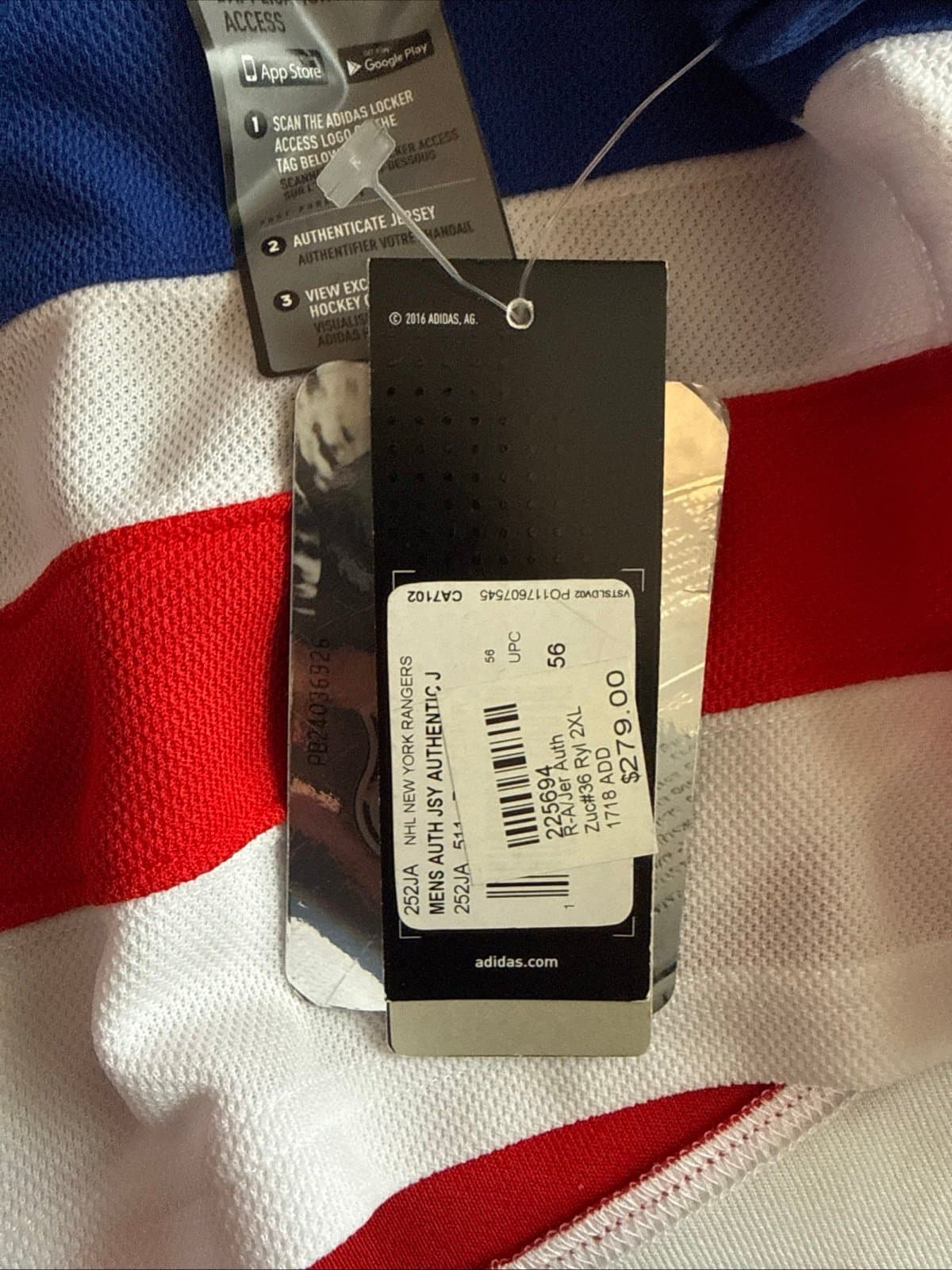 Men’s Mats Zuccarello #36 New York Rangers Authentic NHL Jersey Sz 56 - Blue NWT - Thumbnail 6