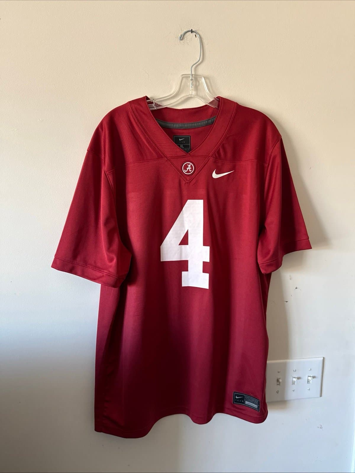 Men’s Nike Jalen Milroe #4 Alabama Crimson Tide NCAA Jersey Sz XL - Maroon RARE - Image 1