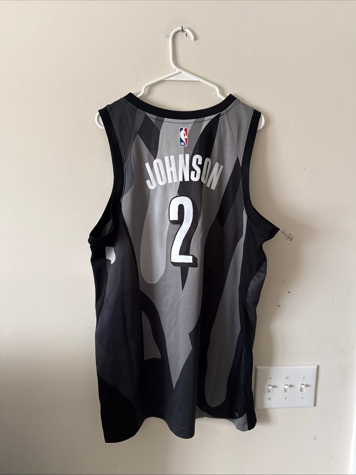 Men’s Nike x KAWS Cam Johnson #2 Brooklyn Nets City NBA Jersey Sz L - Black RARE - Thumbnail 6