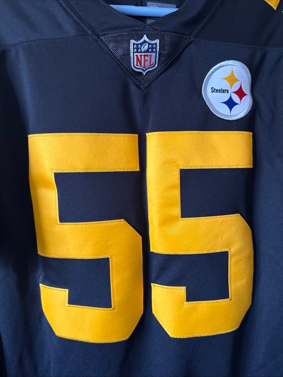 Men’s Nike Devin Bush #55 Pittsburgh Steelers Vapor Lmtd Color Rush Jersey Sz L - Thumbnail 2