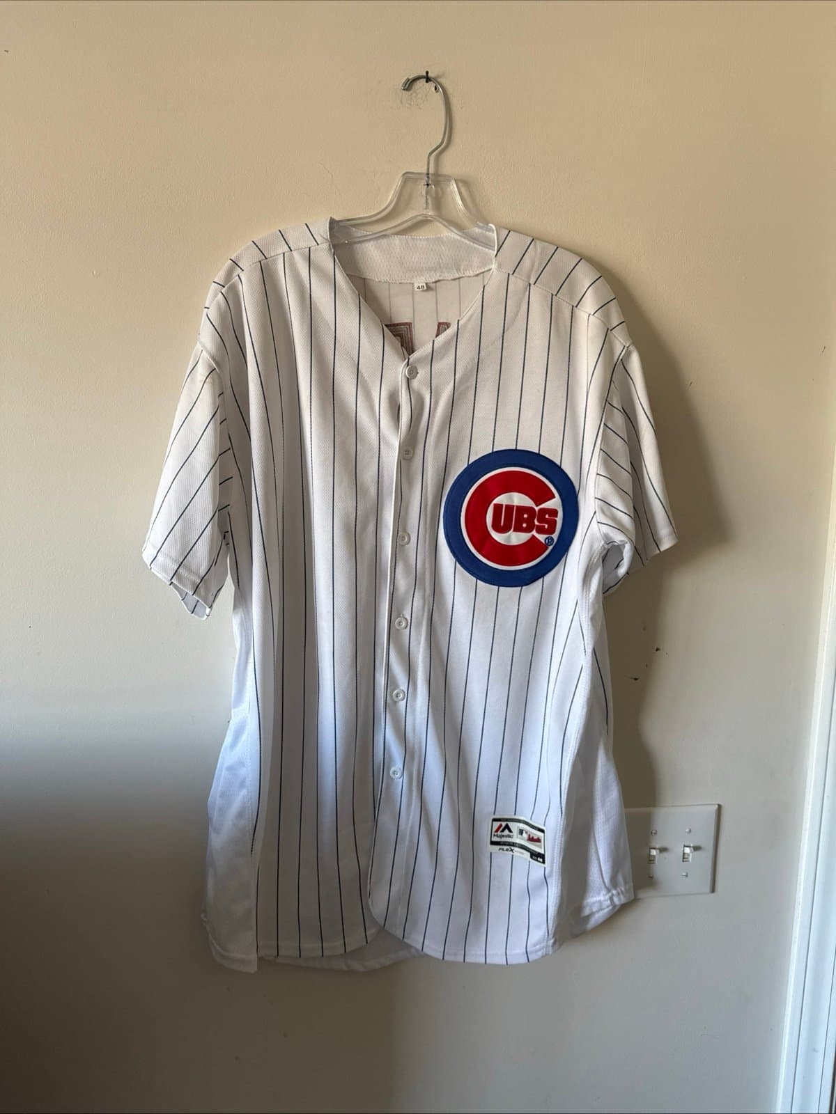Men’s Majestic MLB Chicago Cubs Javier Baez #9 Jersey Flexbase Sz 48 - White - Image 1
