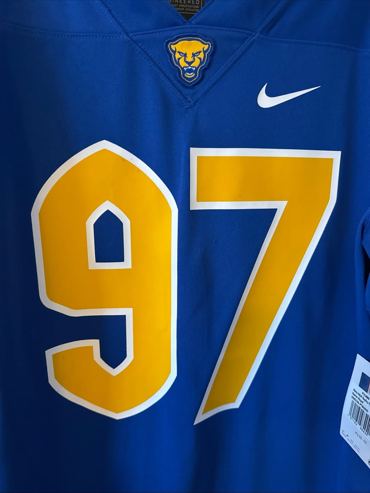 Men’s Nike Aaron Donald #97 Pitt Panthers Jersey Size M - Blue NWT RARE - Thumbnail 2