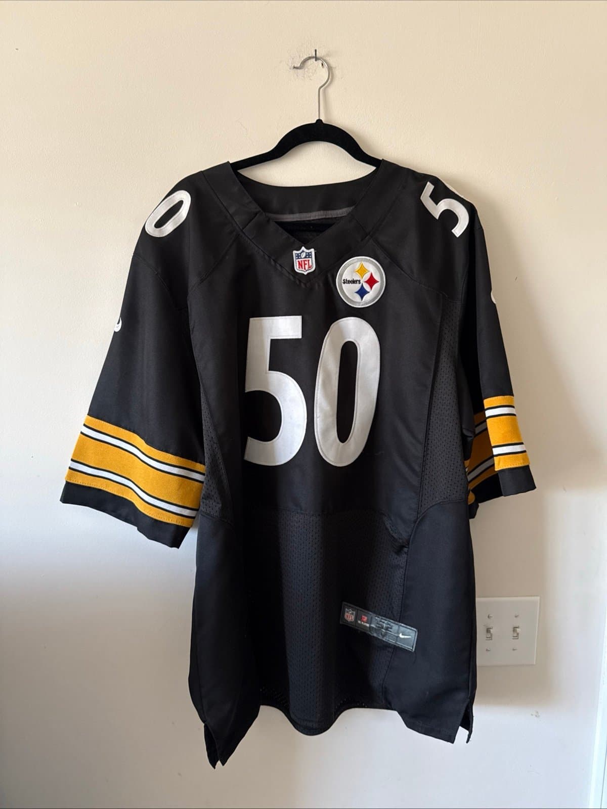 Men’s Nike Ryan Shazier #50 Pittsburgh Steelers NFL Jersey Size 52 - Black RARE - Image 1