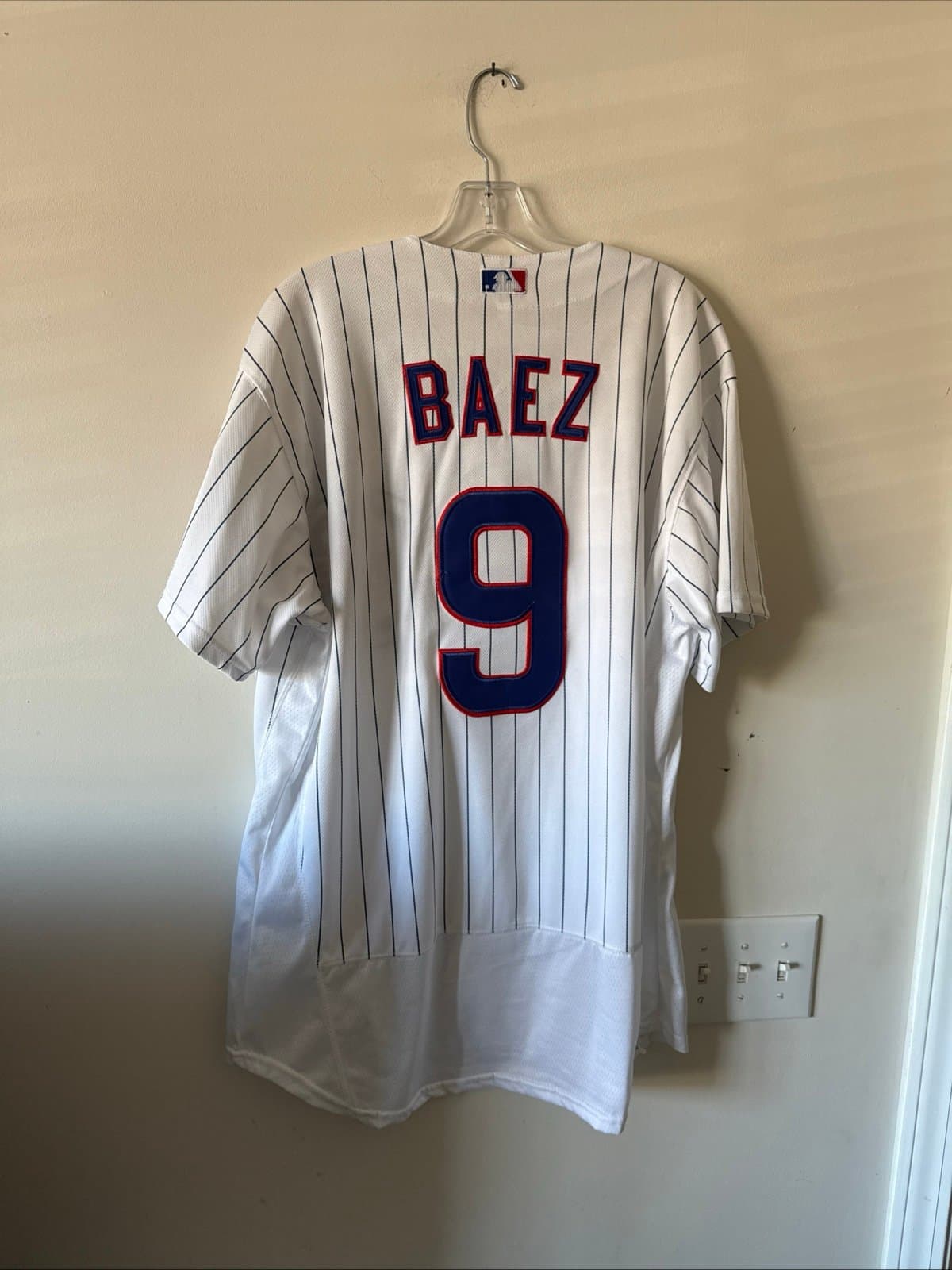 Men’s Majestic MLB Chicago Cubs Javier Baez #9 Jersey Flexbase Sz 48 - White - Thumbnail 6