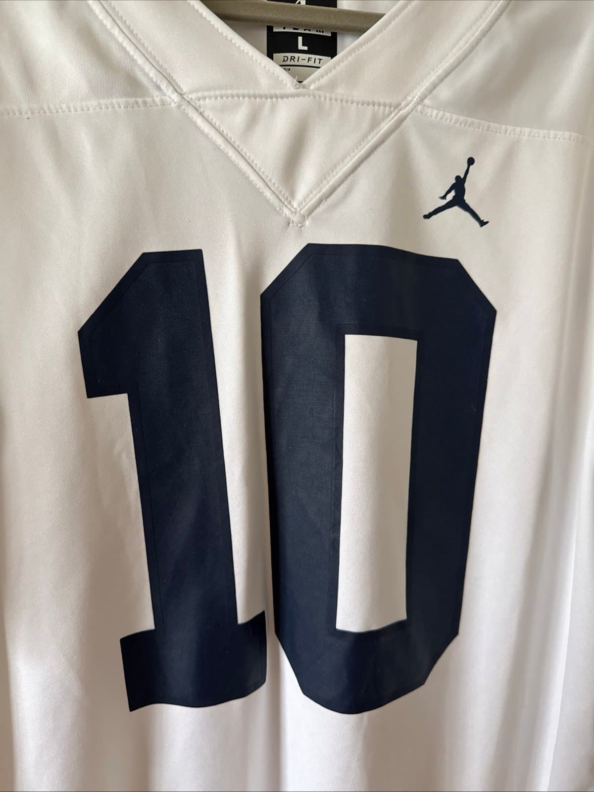 Men’s Jordan Tom Brady #10 Michigan Wolverines NCAA Game Jersey Sz L White RARE - Thumbnail 2