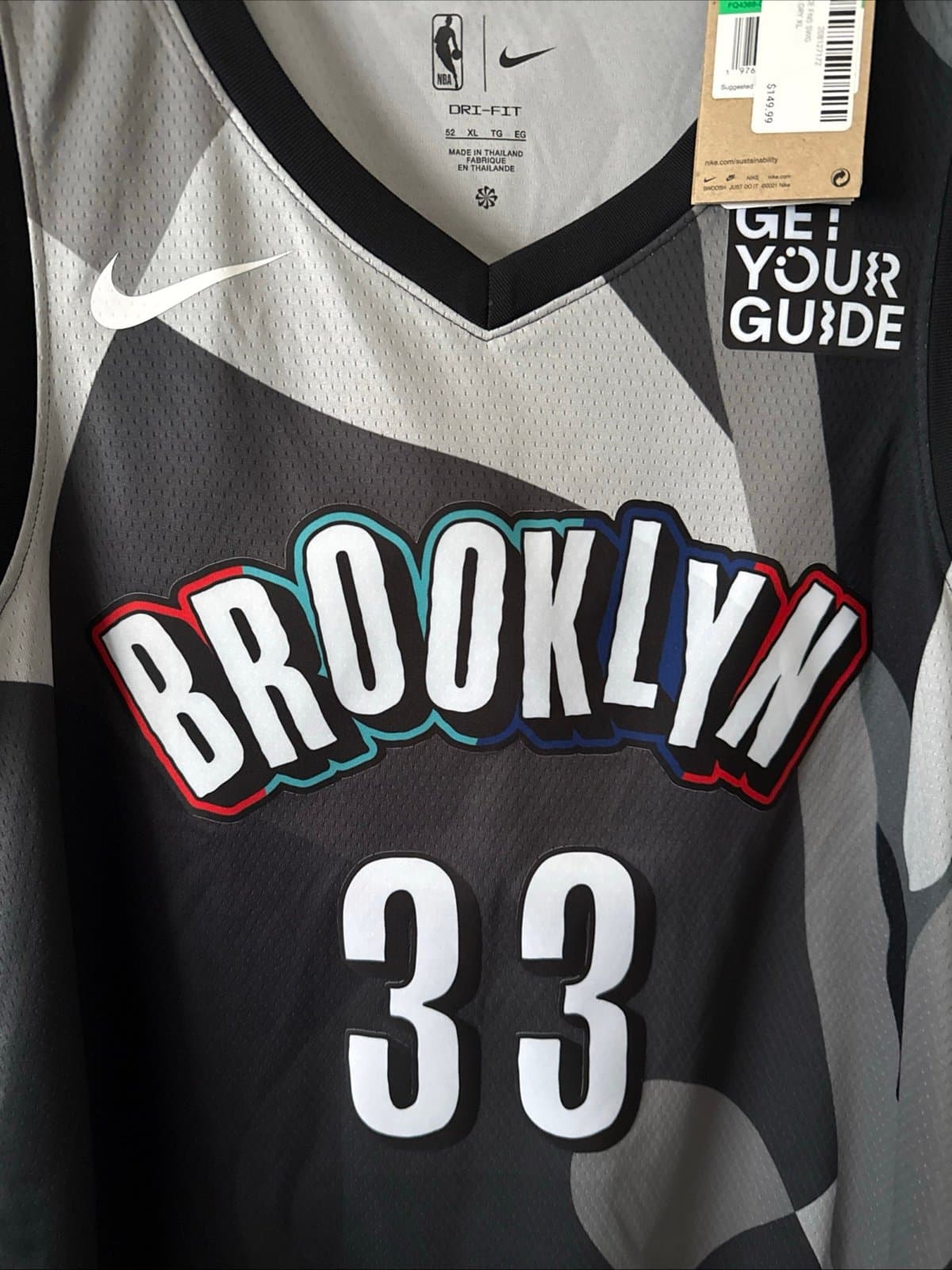 Men’s Nike Nic Claxton #33 KAWS 2024-25 Brooklyn Nets City Edition Jersey Sz 52 - Thumbnail 2