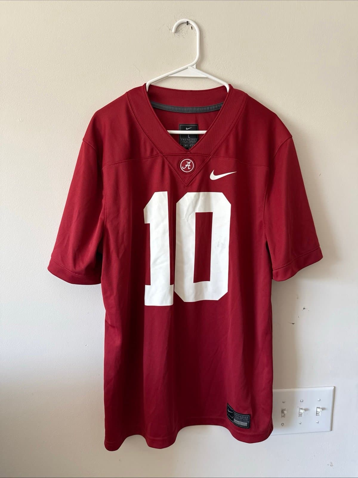 Men’s Nike Mac Jones #10 Alabama Crimson Tide NCAA Official Game Jersey Sz L - Image 1