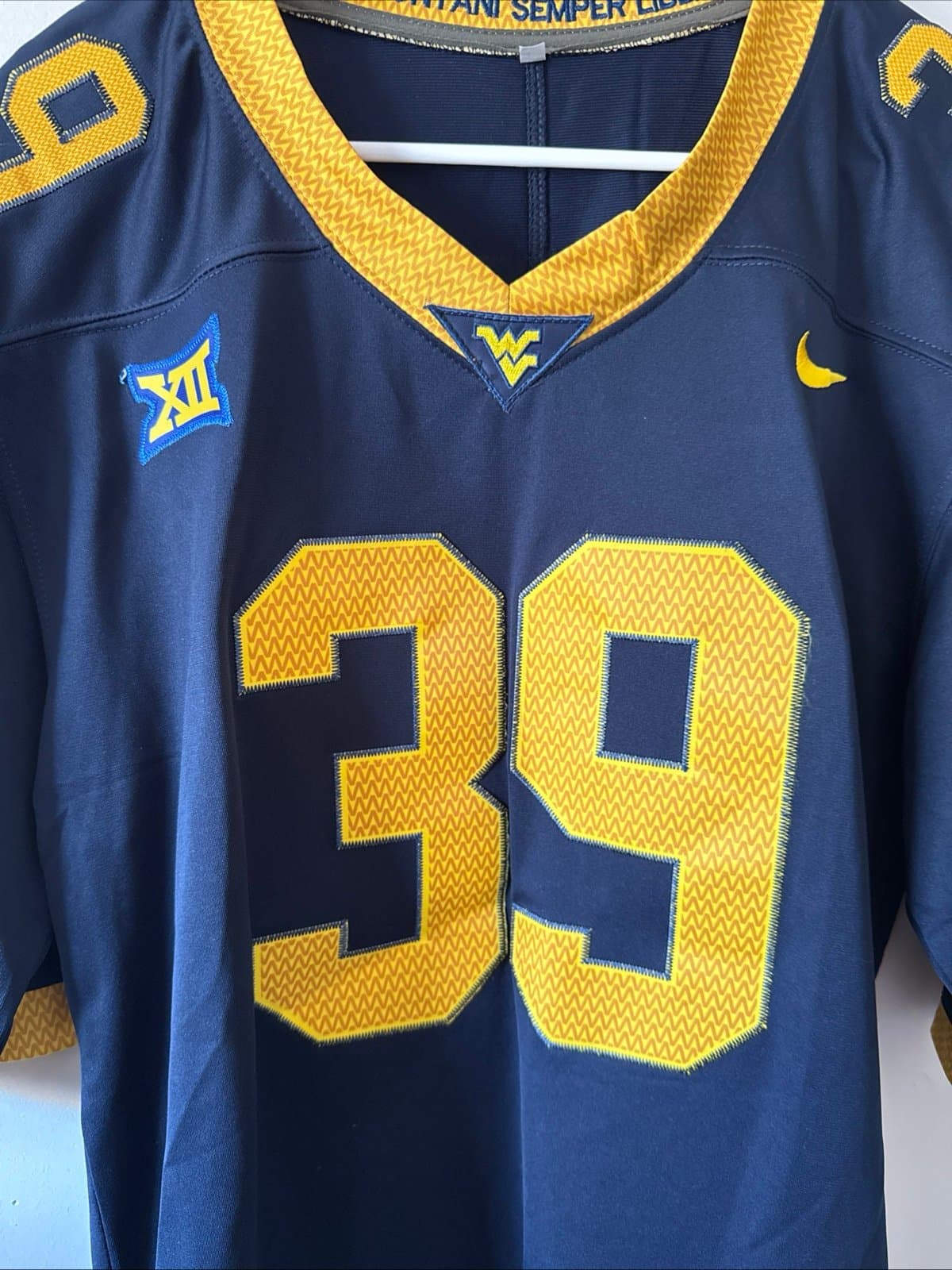 Men’s Nike Authentic West Virginia Mountaineers Danny King #39 Jersey Sz L Blue - Thumbnail 2