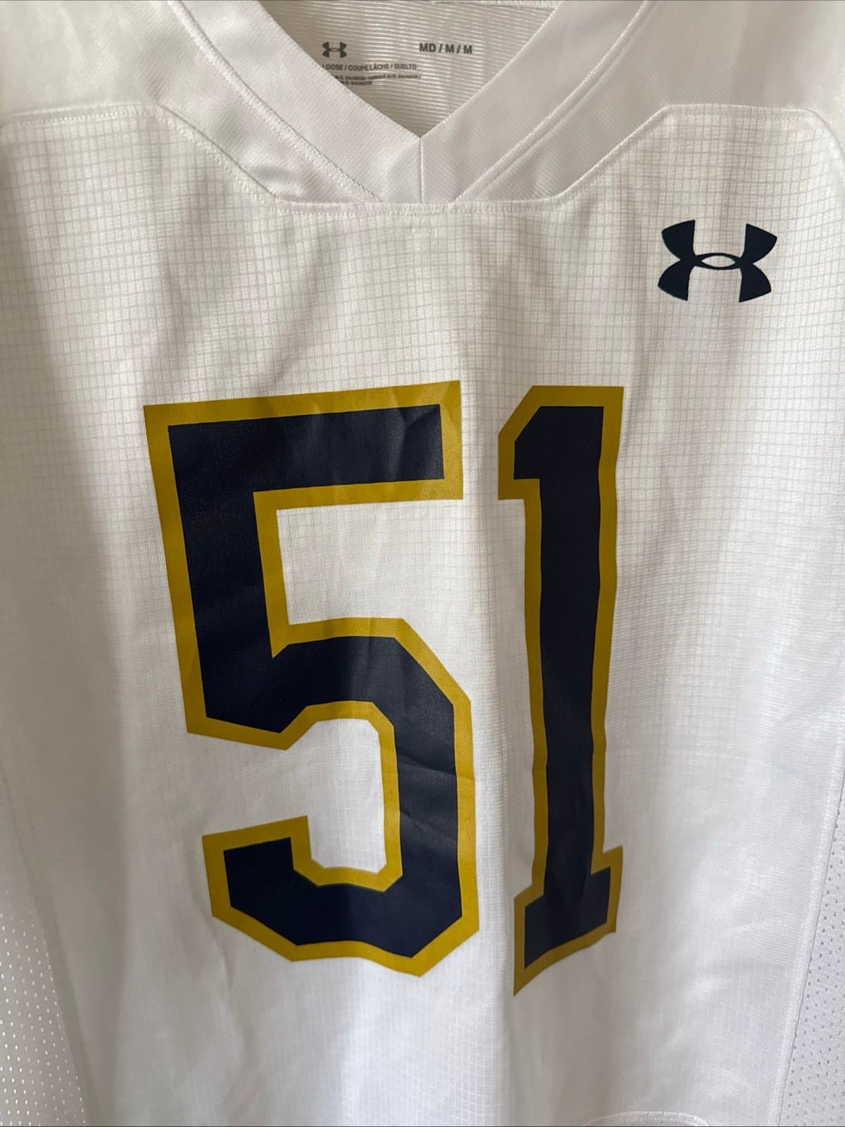 Men’s Under Armour Rino Monteforte #51 Notre Dame Irish NCAA Jersey Sz M - RARE - Thumbnail 2