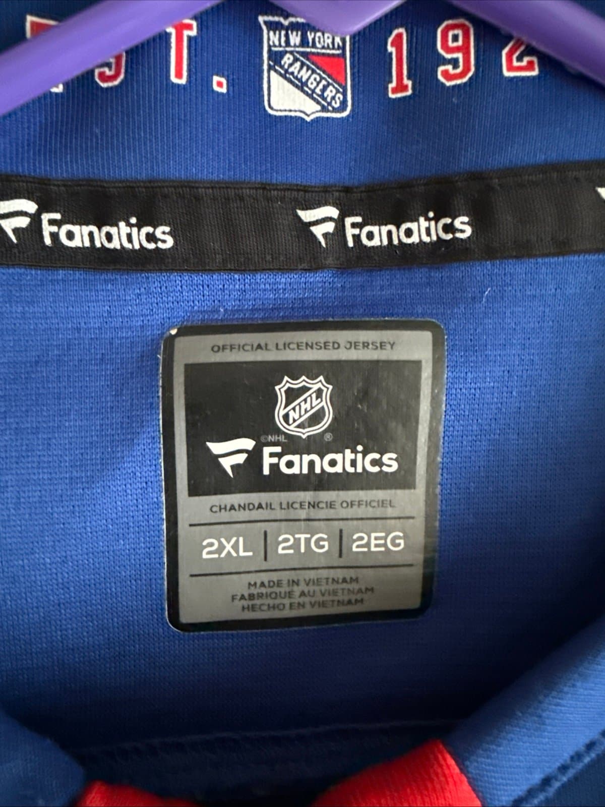 Men’s Fanatics New York Rangers Ryan McDonagh #27 NHL Jersey Size 2XL - Blue - Thumbnail 4