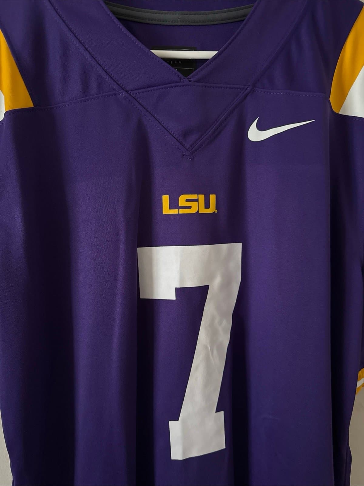 Men’s Nike Leonard Fournette #7 LSU Tigers NCAA Jersey Sz M - Purple RARE - Thumbnail 2