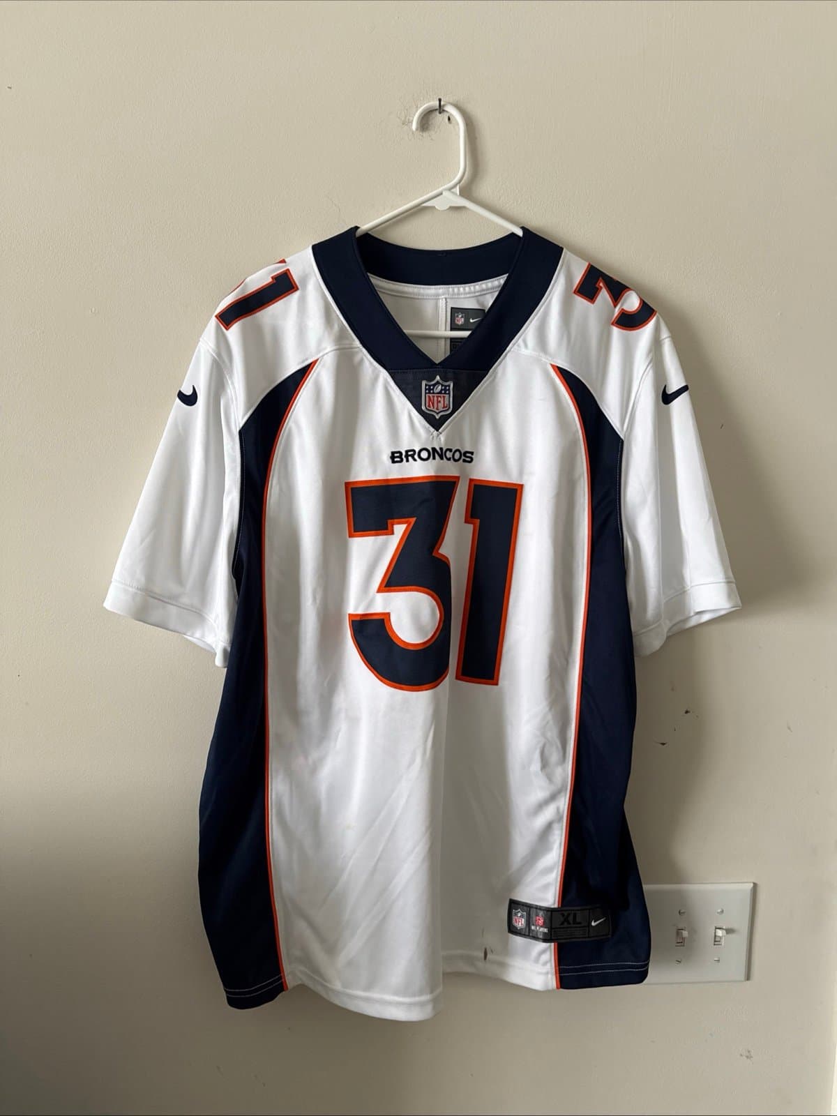 Men’s Nike Justin Simmons #31 Denver Broncos Vapor Lmtd Jersey Sz XL White RARE - Image 1