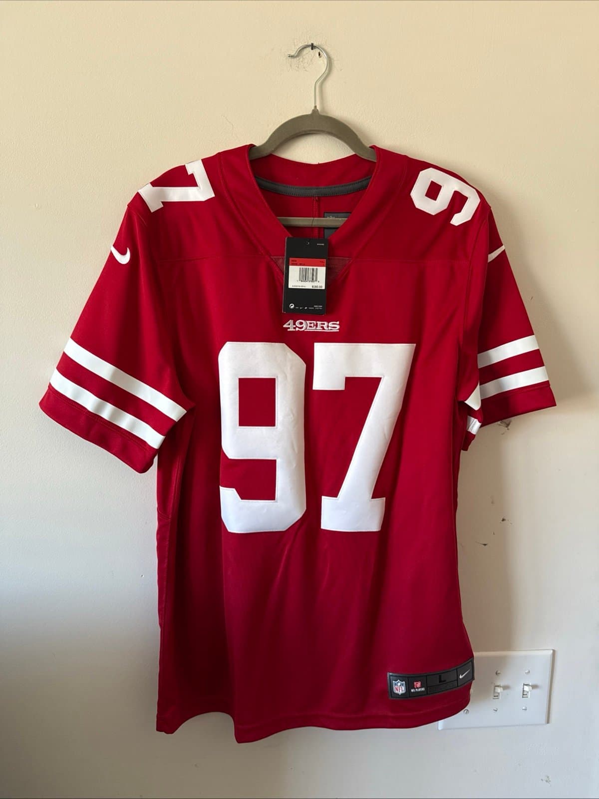 Men’s Nike Nick Bosa #97 SF 49ers Vapor Limited NFL Jersey Sz L - Red NWT RARE - Image 1