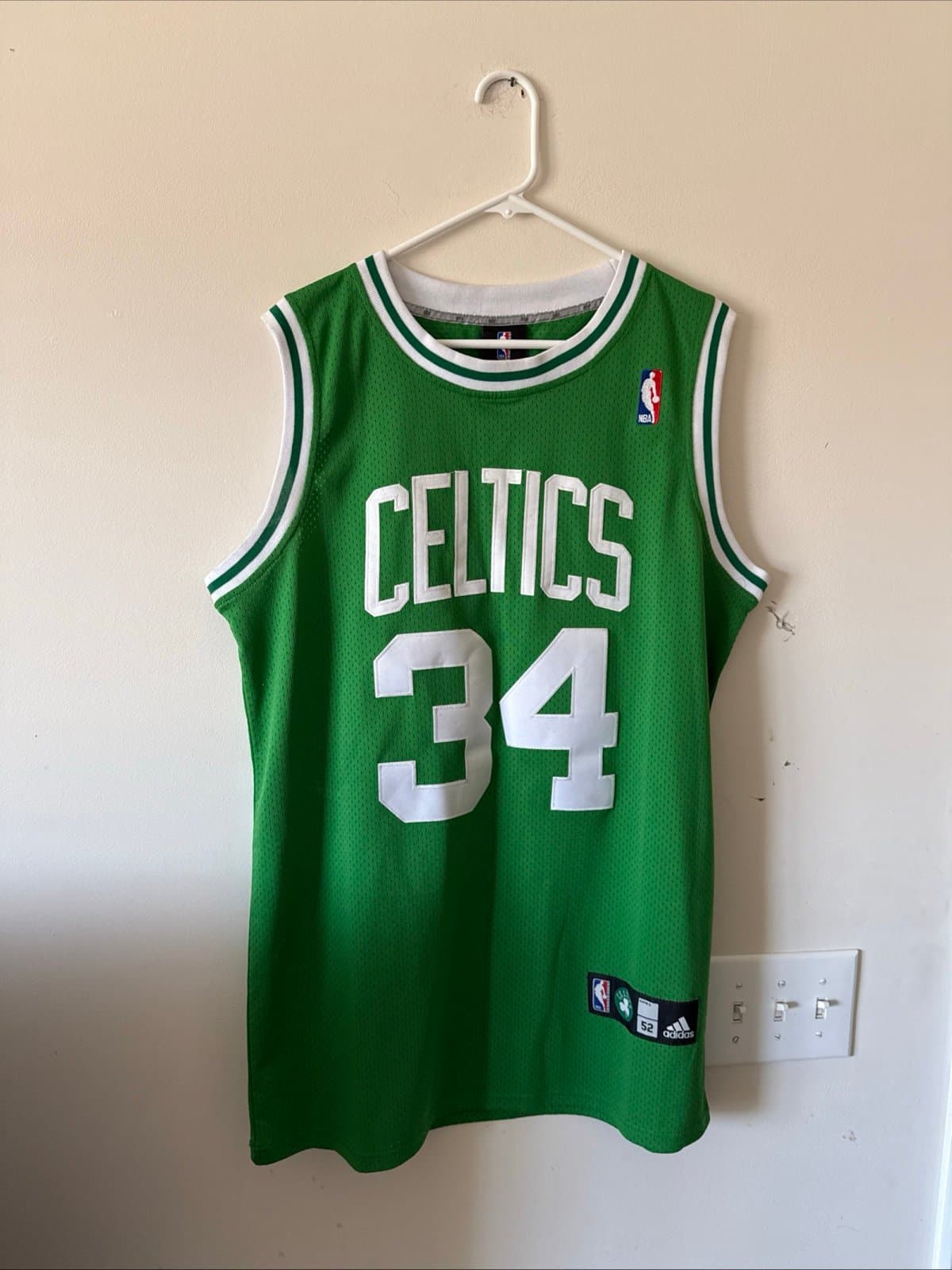 Men’s Adidas Paul Pierce #34 Boston Celtics Authentic Jersey Sz 52 - Green - Image 1