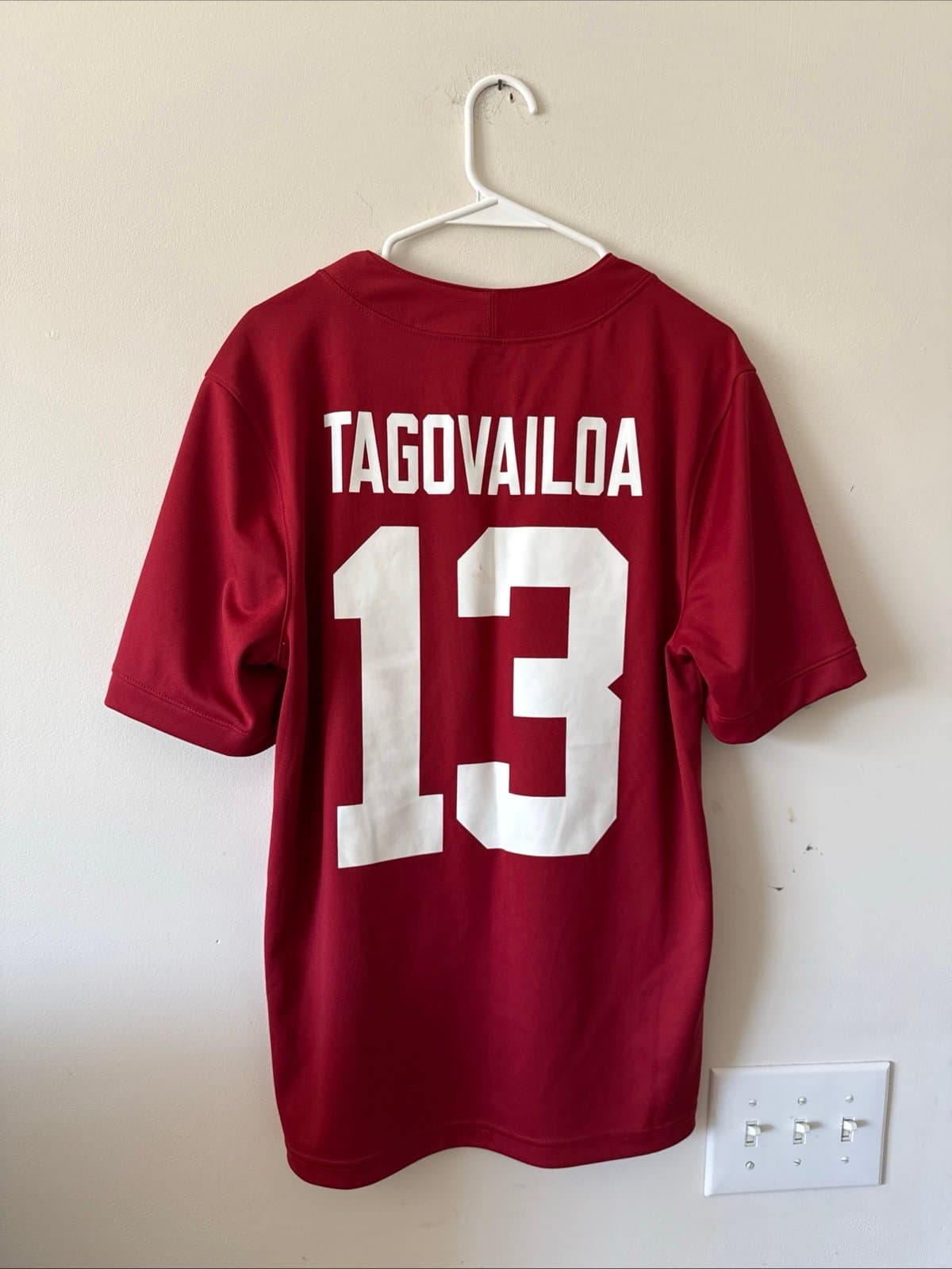 Men’s Nike Tua Tagovailoa #13 Alabama Crimson Tide Game Jersey Sz S - Red RARE - Thumbnail 6