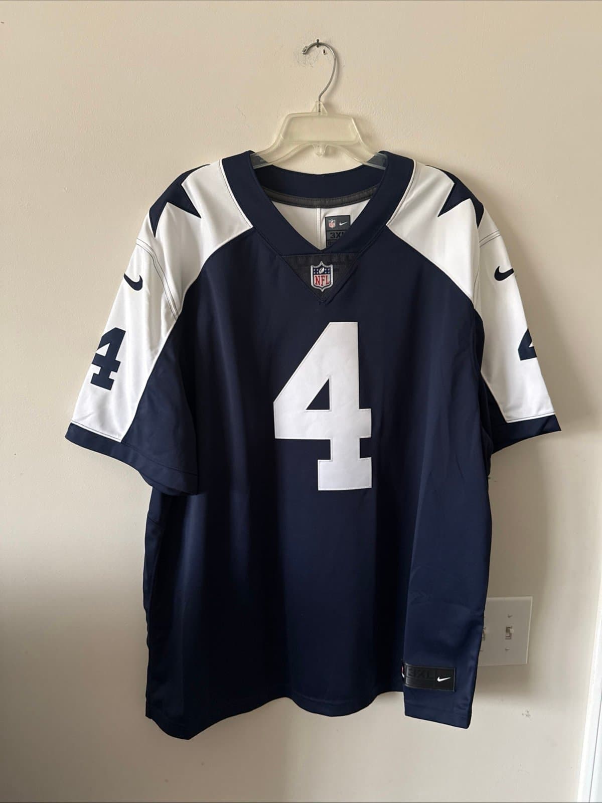 Mens Nike Dak Prescott #4 Dallas Cowboys VAPOR LMTD Throwback NFL Jersey Sz 3XL - Image 1