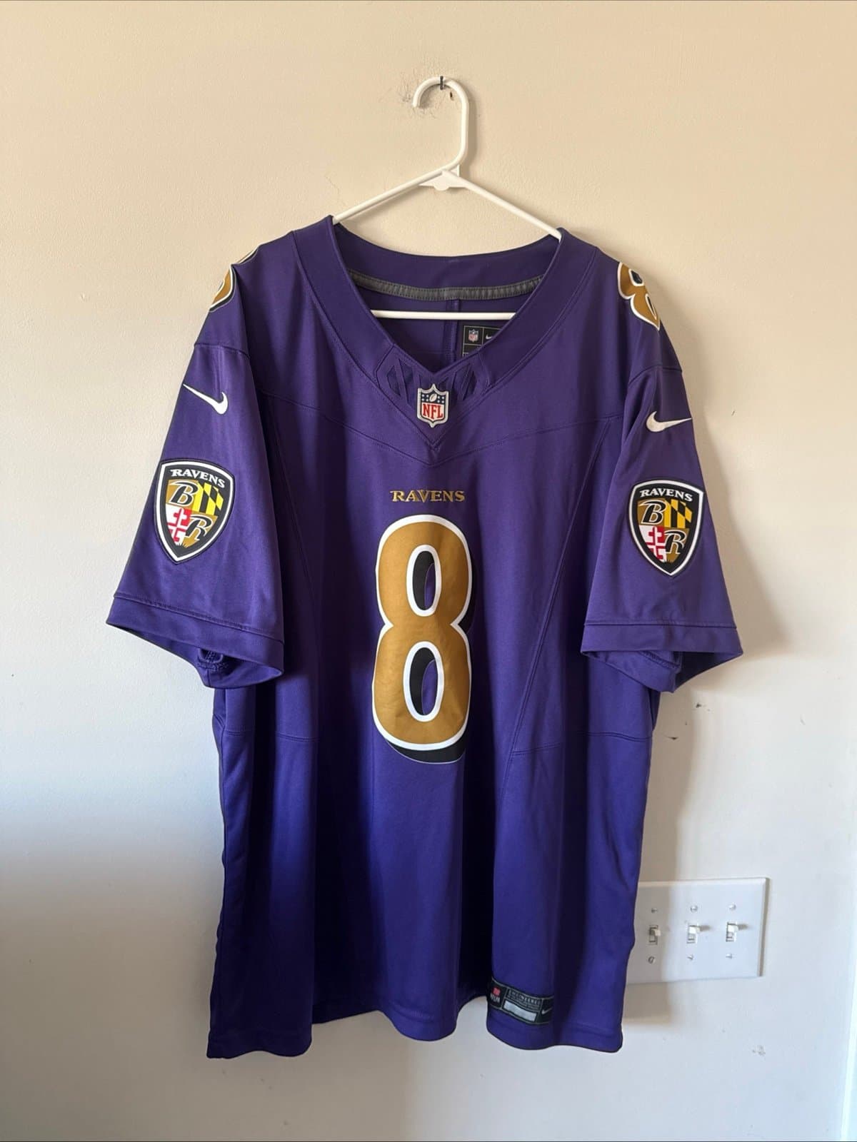 Men’s Nike Lamar Jackson #8 Baltimore Ravens Vapor Lmtd Color Rush Jersey Sz 2XL - Image 1
