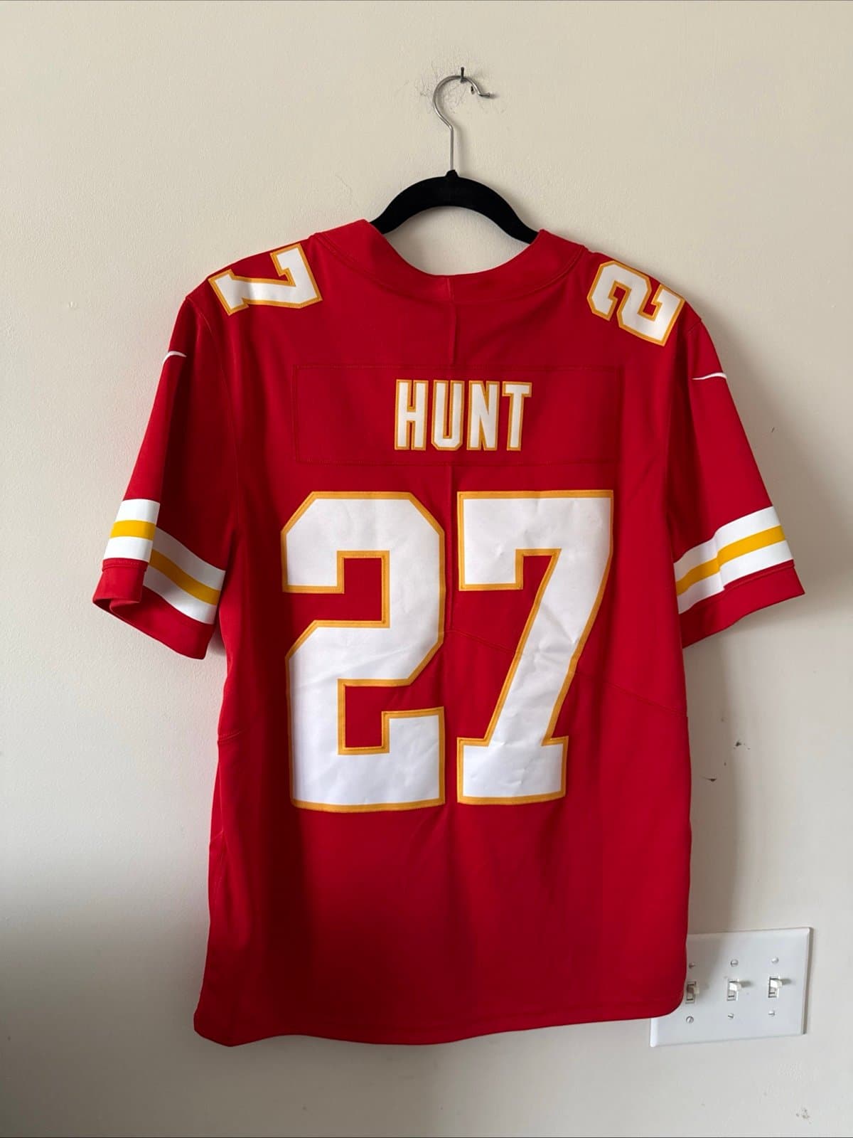 MEN’S NIKE KAREEM HUNT #27 KANSAS CITY CHIEFS VAPOR LMTD JERSEY SIZE M RED RARE - Thumbnail 7