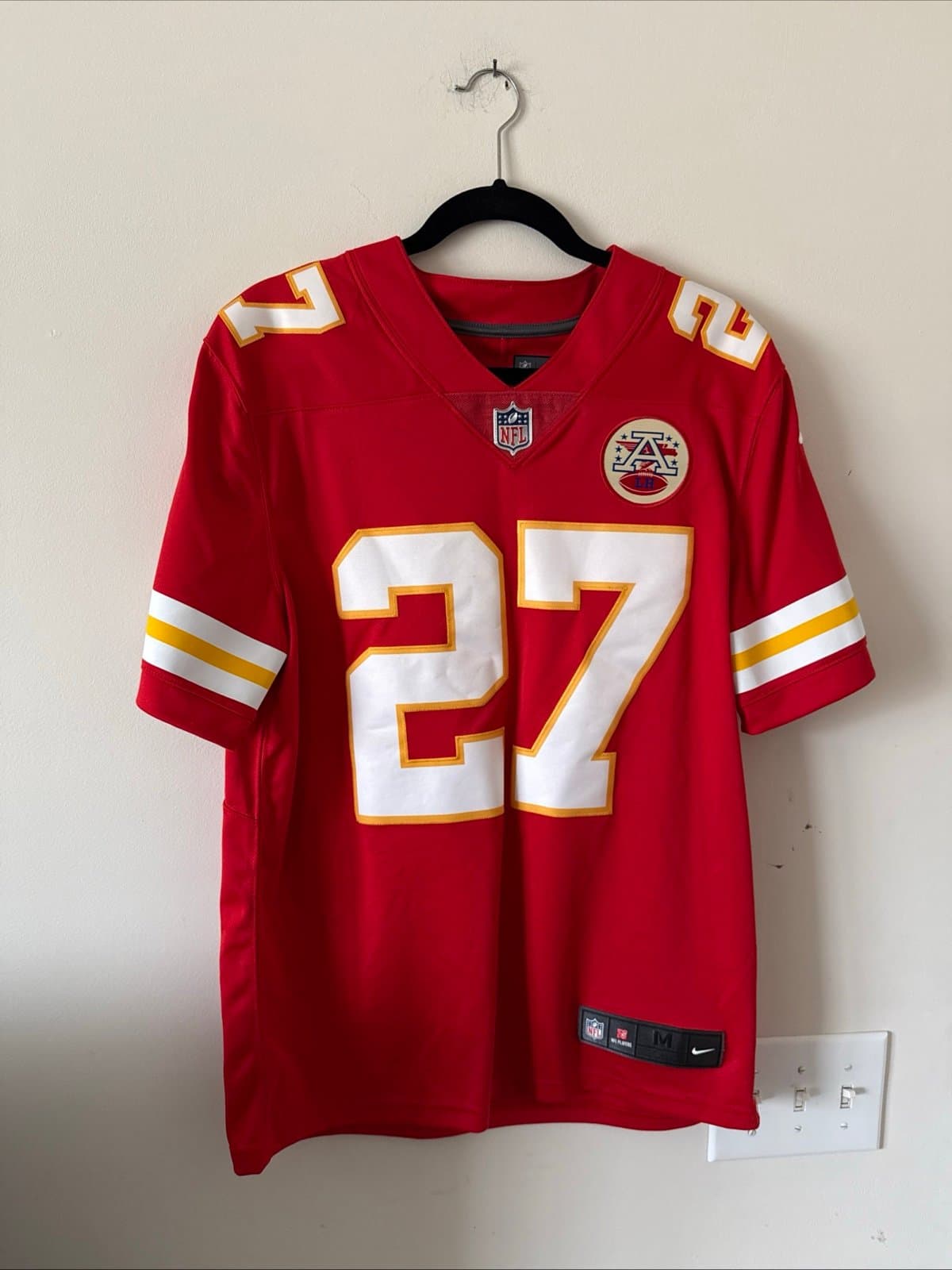 MEN’S NIKE KAREEM HUNT #27 KANSAS CITY CHIEFS VAPOR LMTD JERSEY SIZE M RED RARE - Image 1