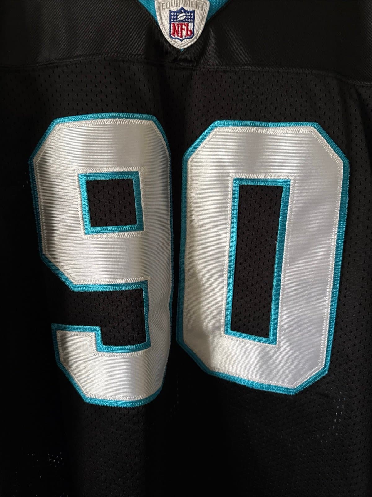 Men’s Reebok JULIUS PEPPERS #90 Carolina Panthers NFL Jersey Sz 52 - Black RARE - Thumbnail 2