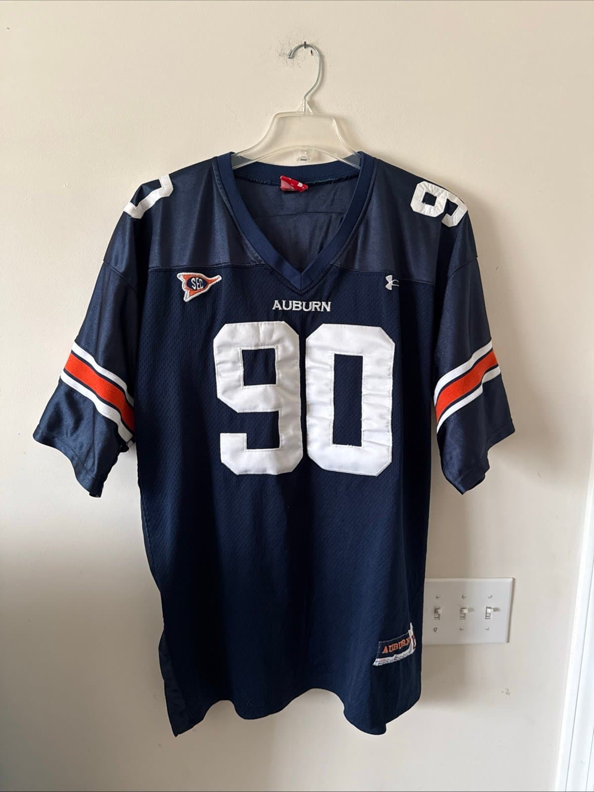 Men’s Under Armour Nick Fairley #90 Auburn Tigers NCAA Jersey Sz 56 - Blue RARE - Image 1