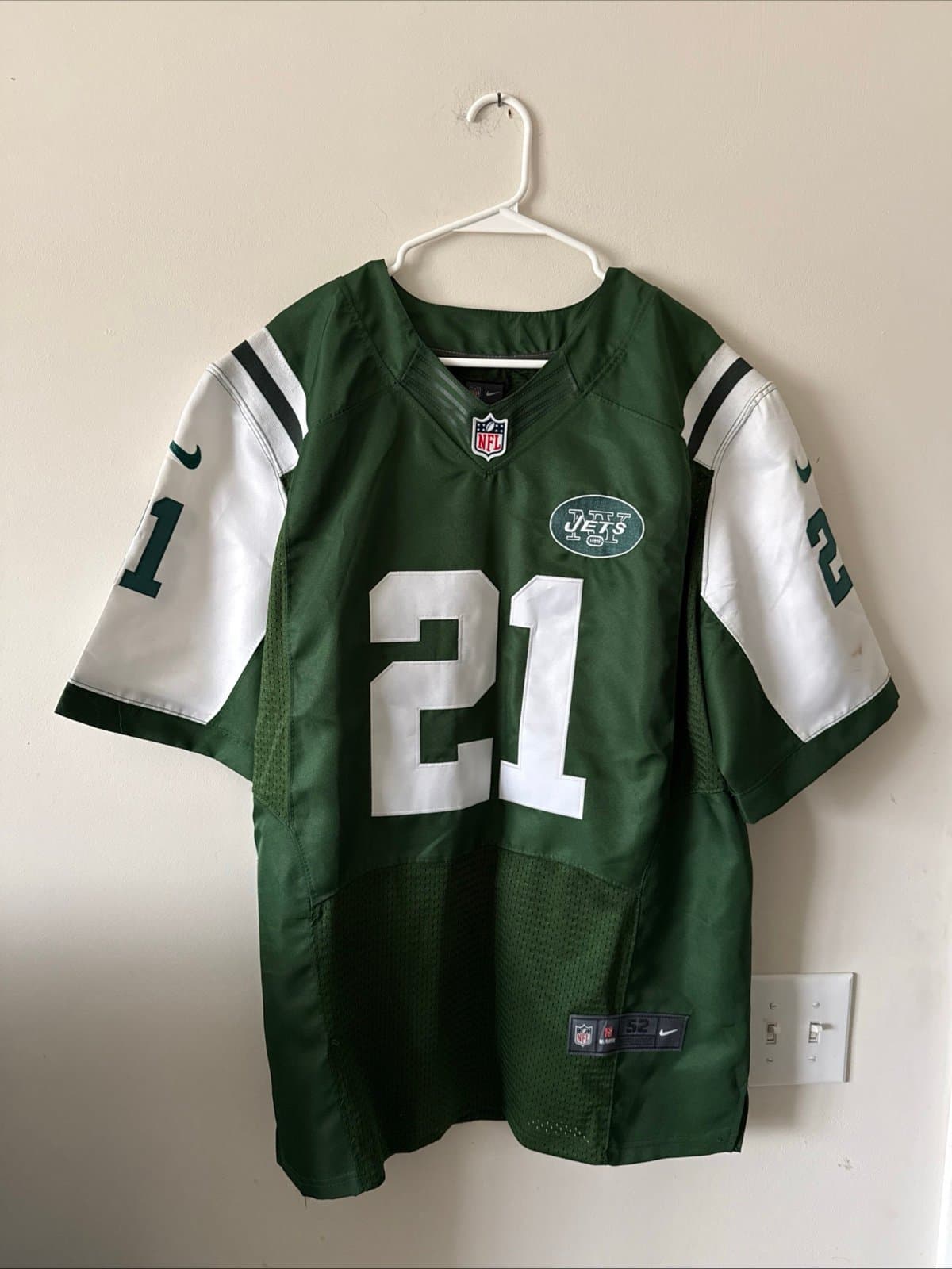 Men’s Nike CHRIS JOHNSON #21 New York Jets NFL Stitched Jersey Sz 52 Green RARE