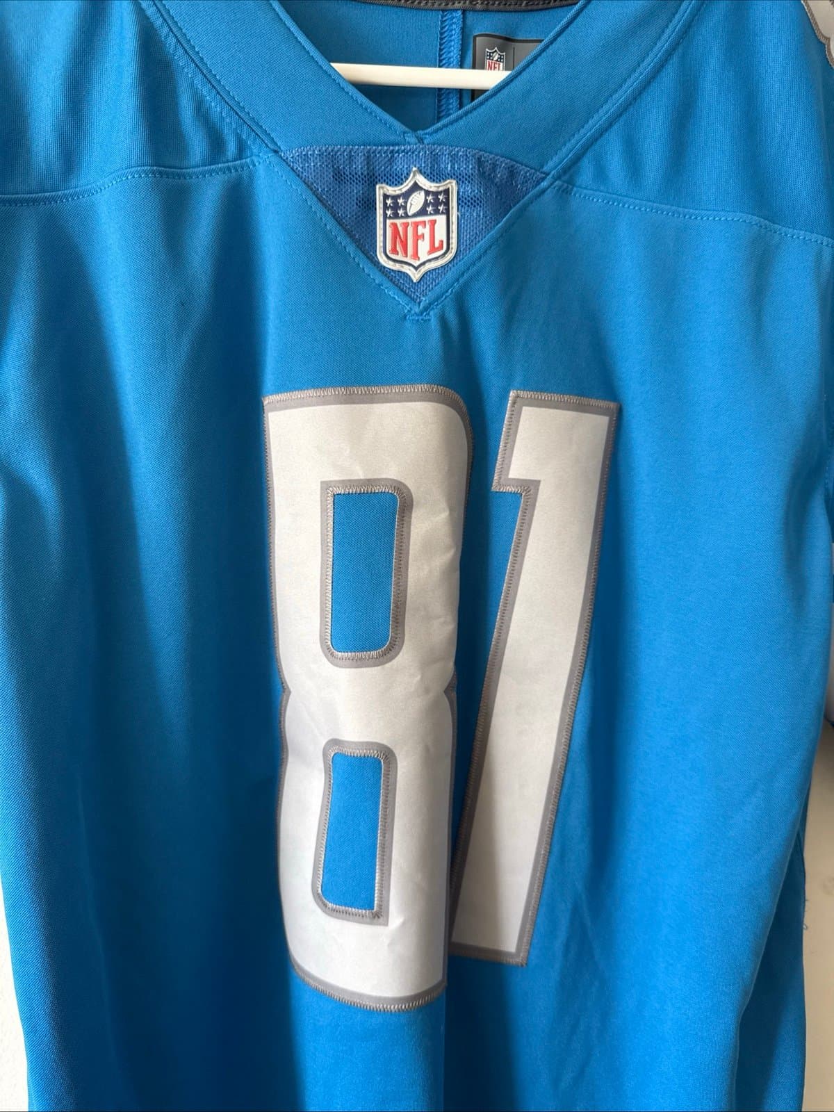 Men’s Nike Calvin Johnson #81 Detroit Lions Vapor Limited Jersey Sz M Blue RARE - Thumbnail 2