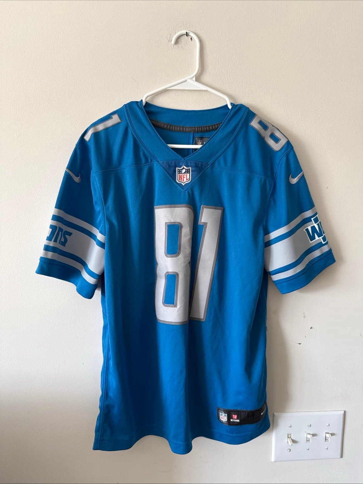 Men’s Nike Calvin Johnson #81 Detroit Lions Vapor Limited Jersey Sz M Blue RARE - Image 1