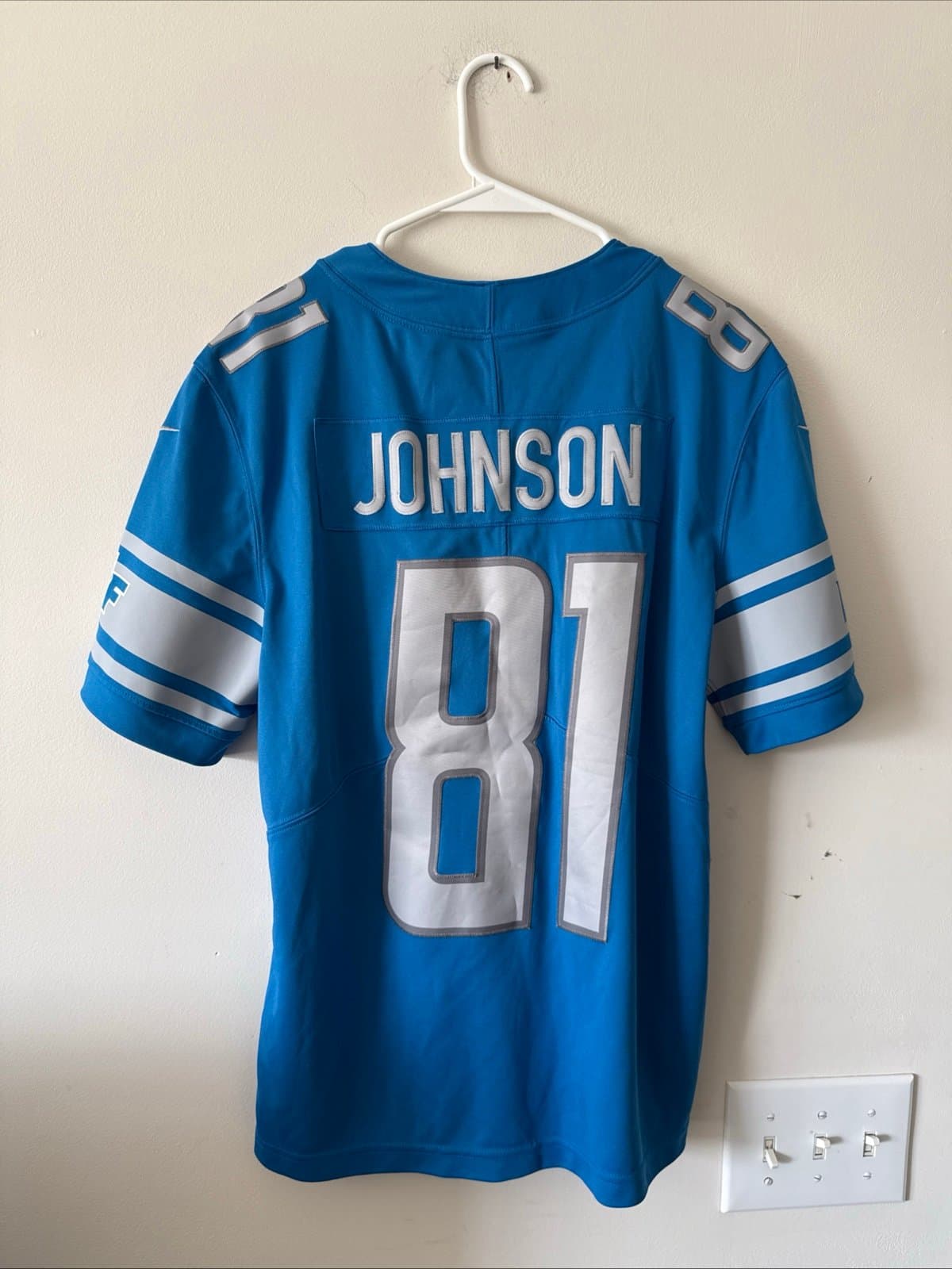 Men’s Nike Calvin Johnson #81 Detroit Lions Vapor Limited Jersey Sz M Blue RARE - Thumbnail 6