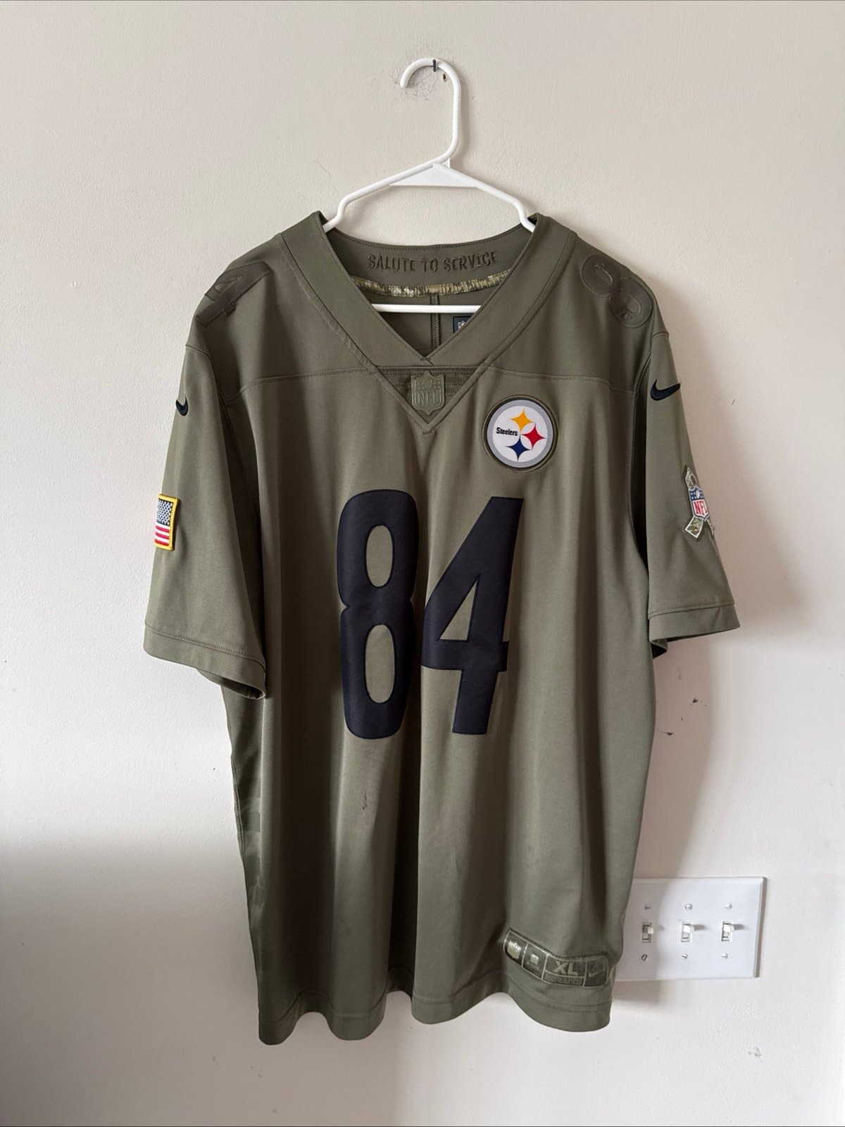 Men’s Nike Antonio Brown #84 Pittsburgh Steelers Salute To Service Jersey Sz XL - Image 1