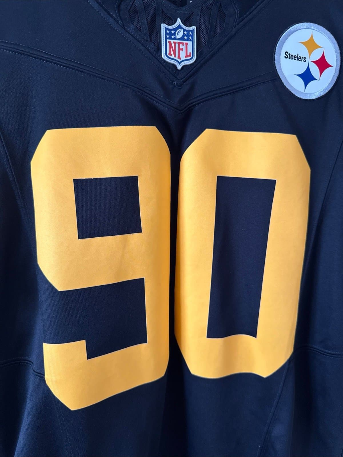 Men’s Nike TJ Watt #90 Pittsburgh Steelers Vapor Lmtd ColorRush Jersey Sz S RARE - Thumbnail 2
