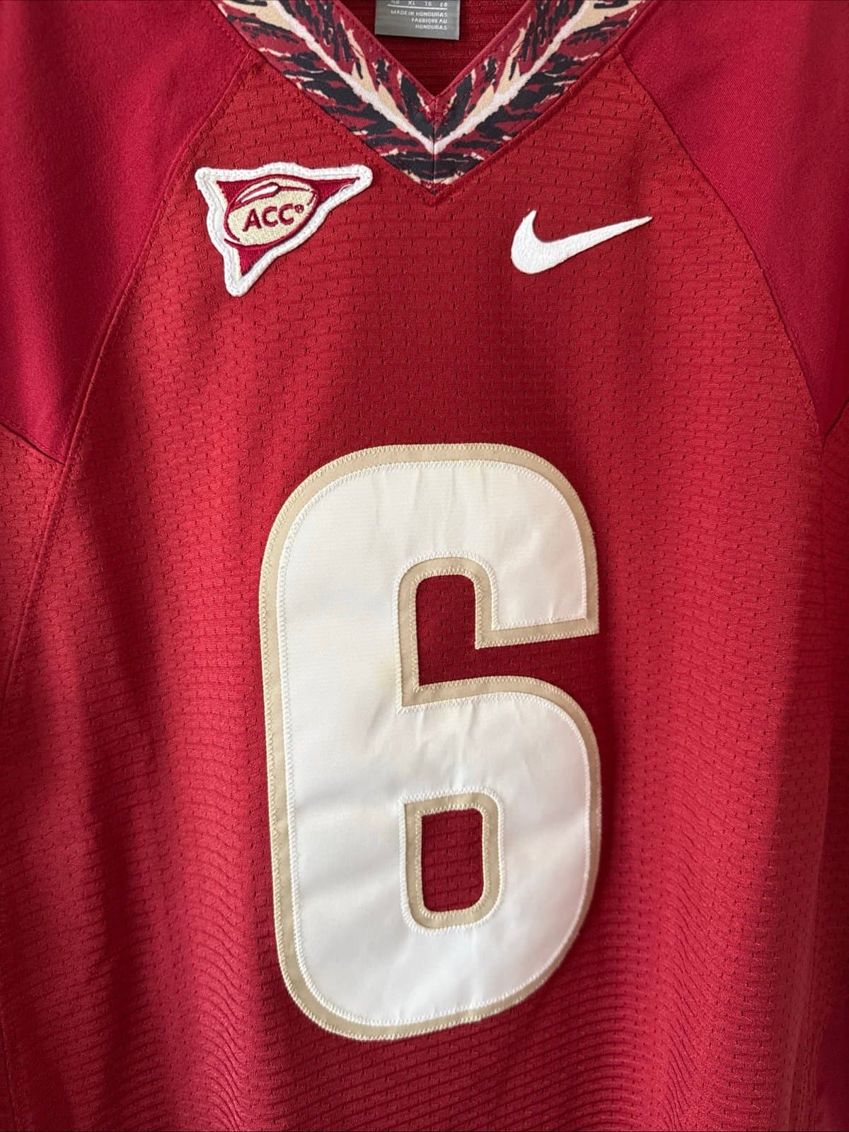 MEN’S NIKE LEROY BUTLER #6 FLORIDA STATE SEMINOLES NCAA JERSEY SZ 48 - RED RARE - Thumbnail 2