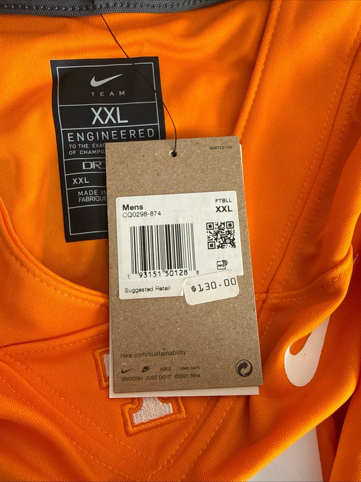 Men’s Nike Tennessee Volunteers Alvin Kamara #6 Alumni Jersey Sz 2XL Orange NWT - Thumbnail 5