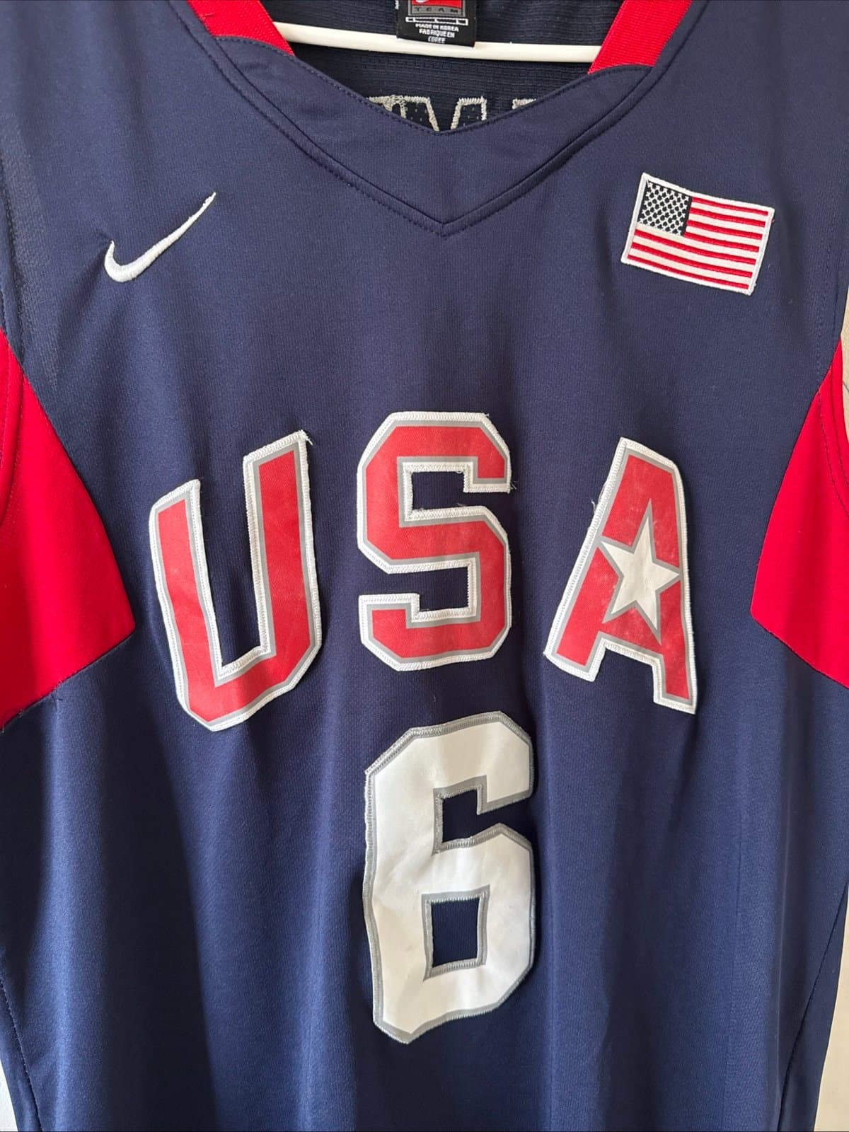 Men’s Nike LeBron James #6 Team USA 2008 Beijing Olympics Jersey Sz L Blue RARE - Thumbnail 2