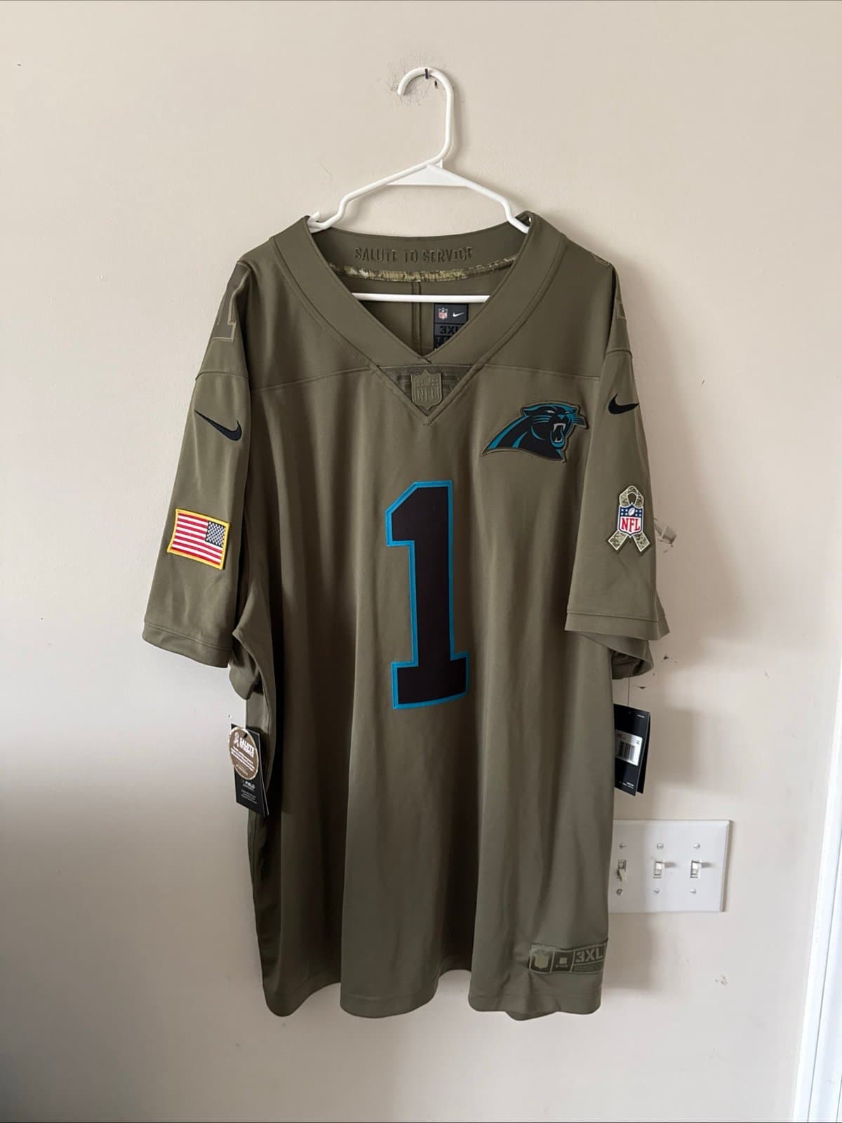 Men's Nike Cam Newton #1 Carolina Panthers Salute To Service Jersey Sz 3XL RARE - Image 1